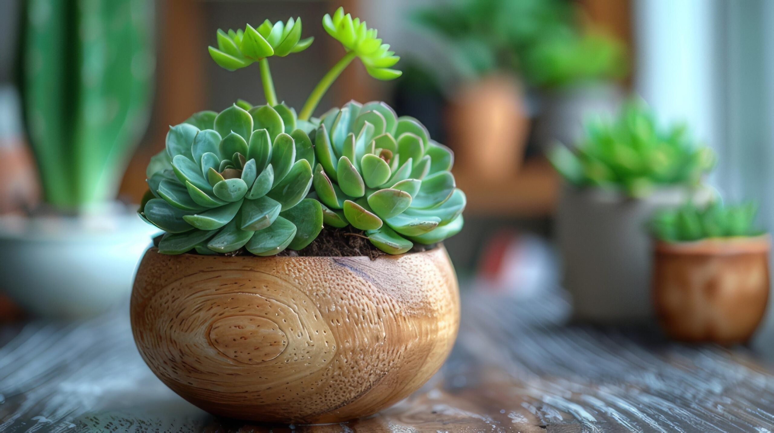 Ai-generated-a-small-succulent-plant-sits-on-the-table-complete-with-potted-plants-and-small-leaves-free-photo