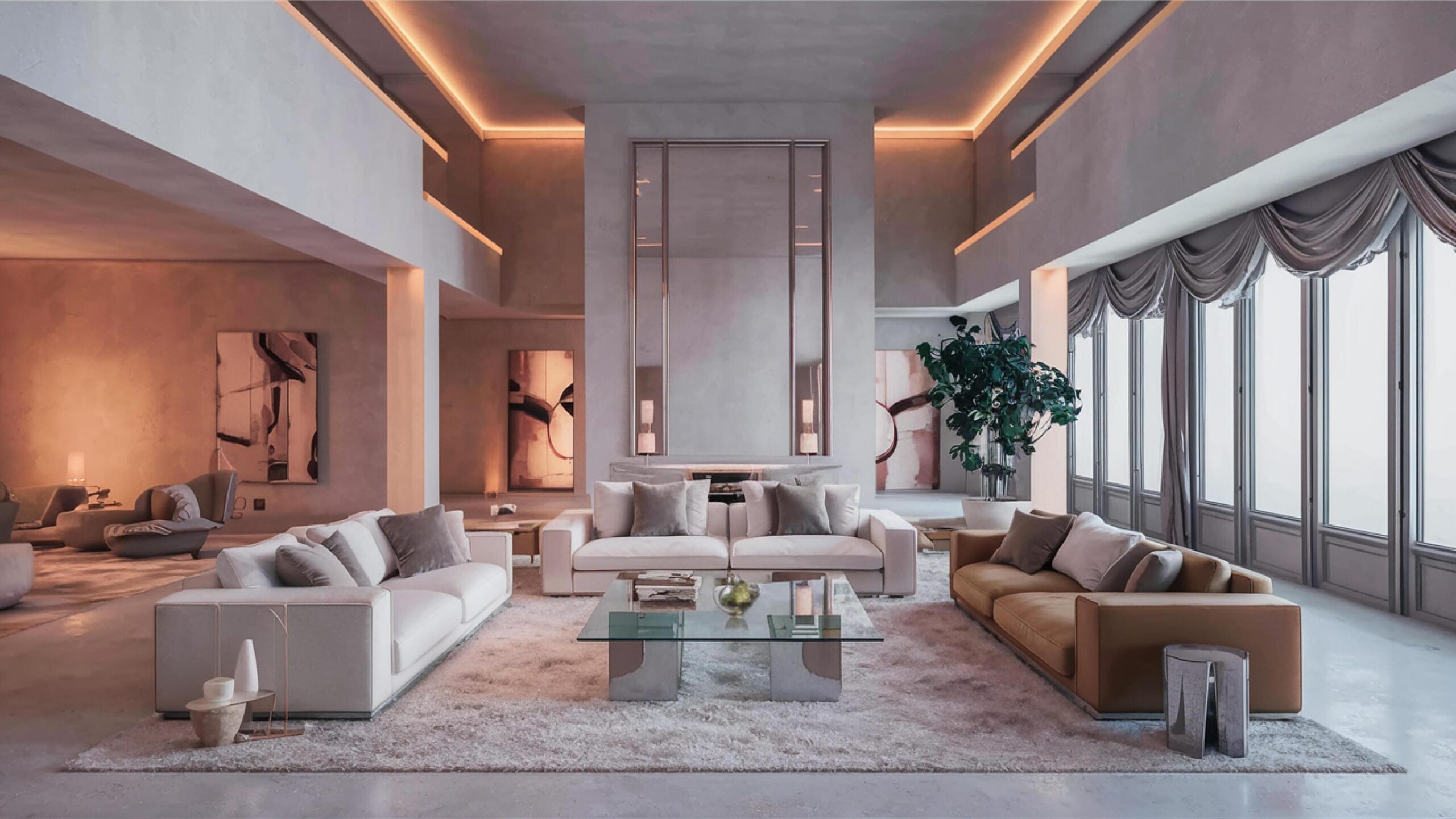 Ai-generated-a-stunning-interior-design-concept-showcasing-a-spacious-and-luxurious-living-room-free-photo