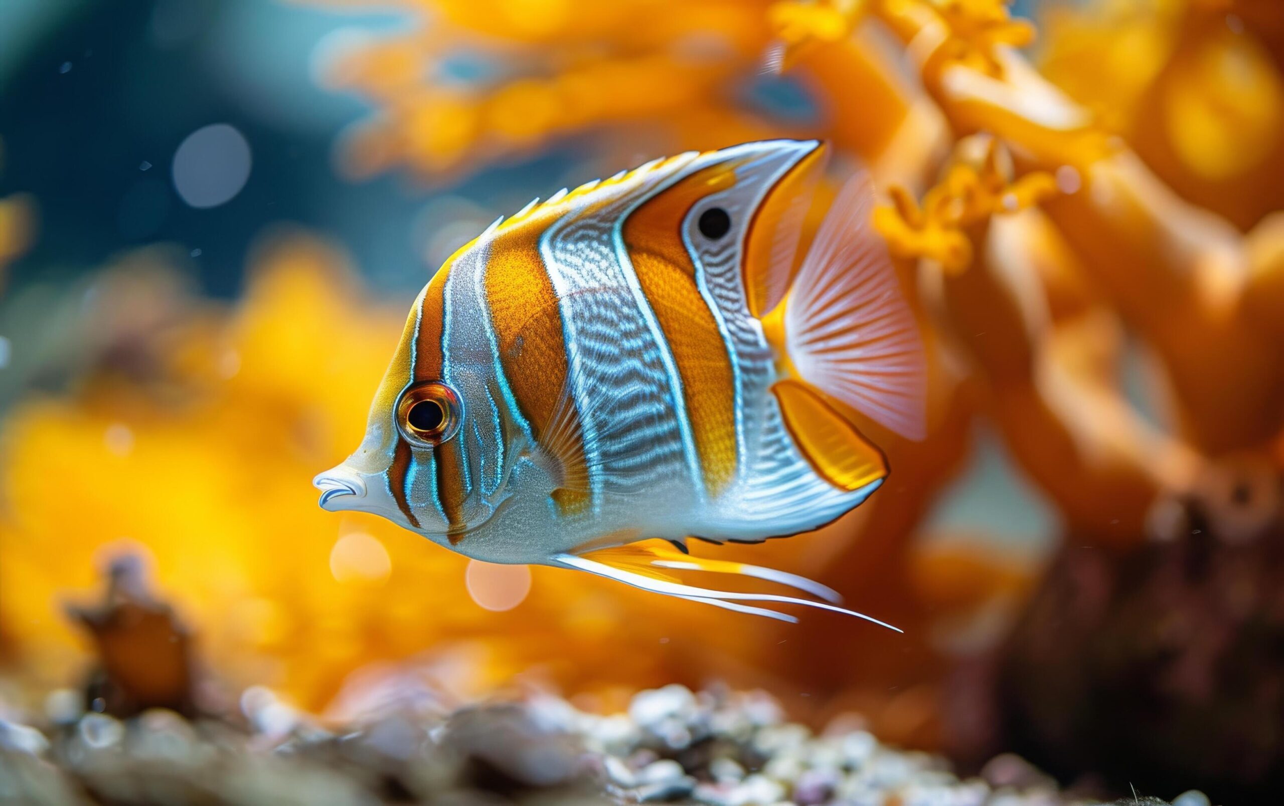 Ai-generated-a-vividly-striped-copperband-butterflyfish-swims-gracefully-near-the-vibrant-corals-free-photo