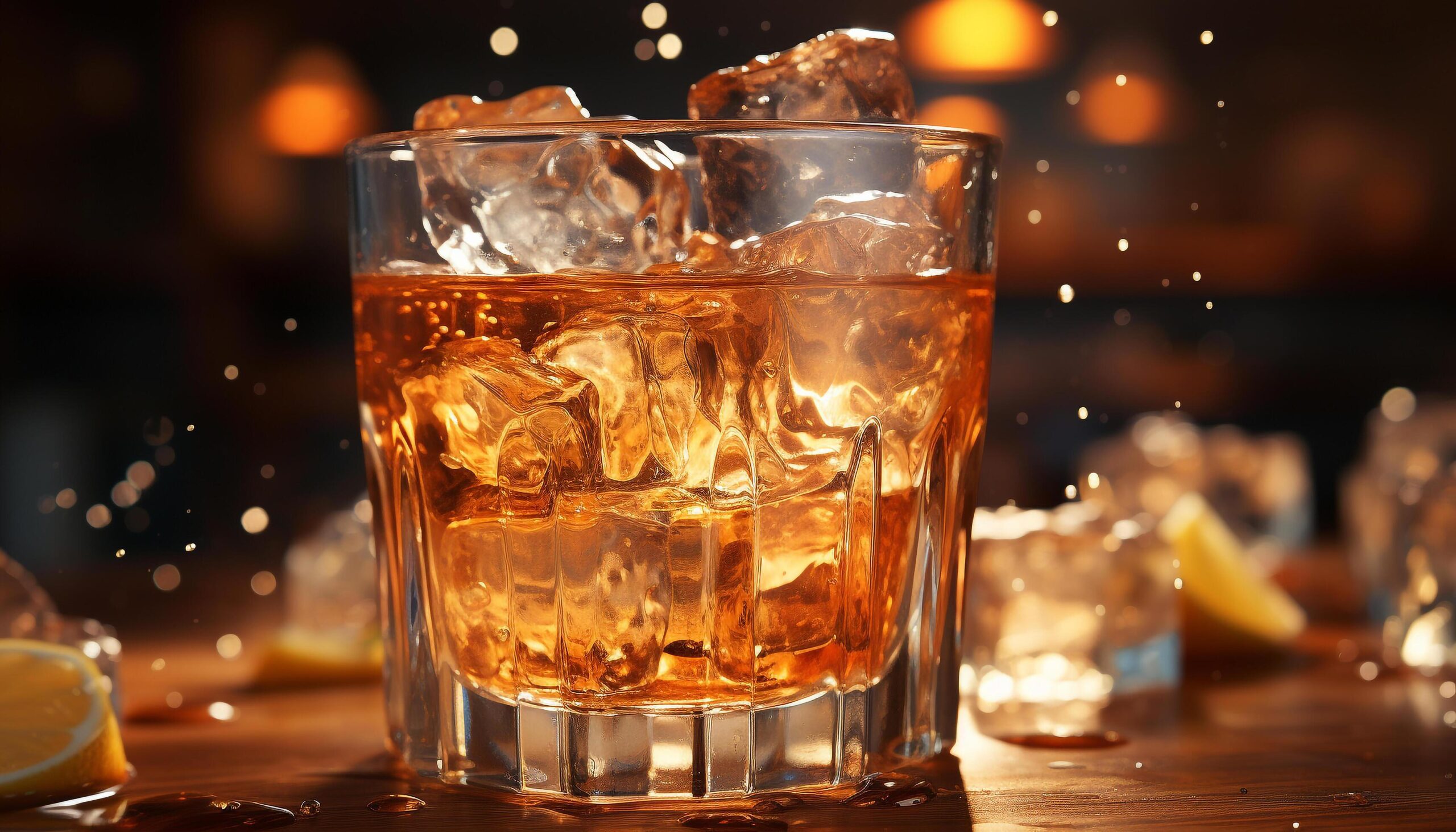 Ai-generated-a-wet-glass-reflects-the-dark-night-whiskey-freshness-generated-by-ai-free-photo