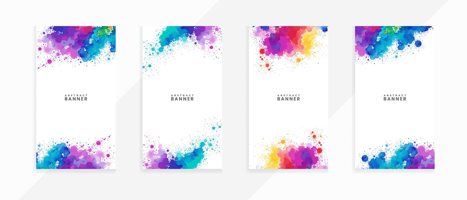 Ai-generated-abstract-colorful-watercolor-banner-set-isolated-scarlet-spot-textures-free-vector