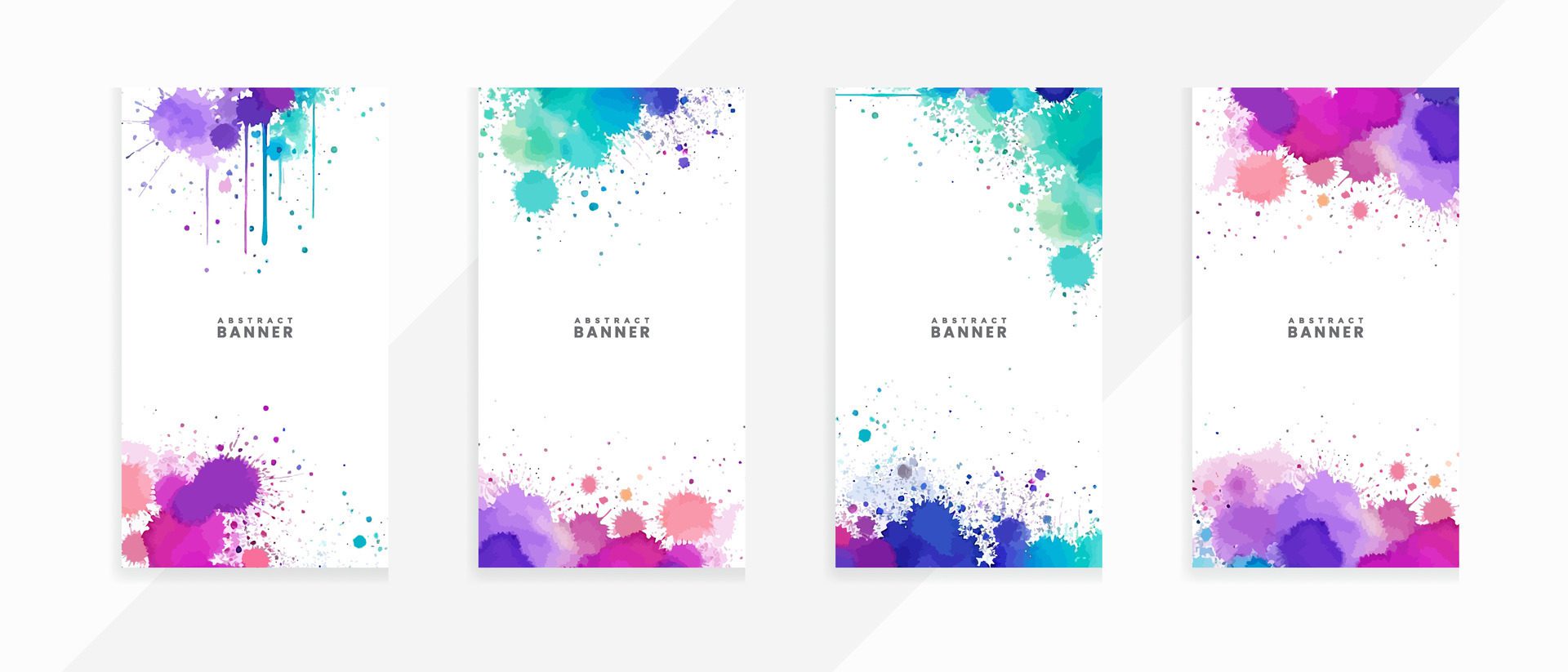 Ai-generated-abstract-colorful-watercolor-splash-and-stains-with-isolated-scarlet-spot-textures-banners-set-free-vector