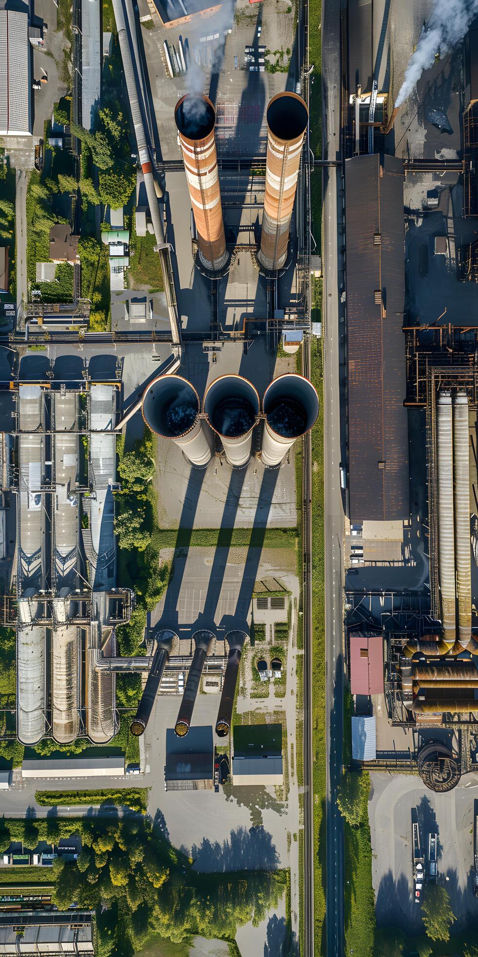 Ai-generated-aerial-view-of-industrial-complex-with-smokestacks-free-photo