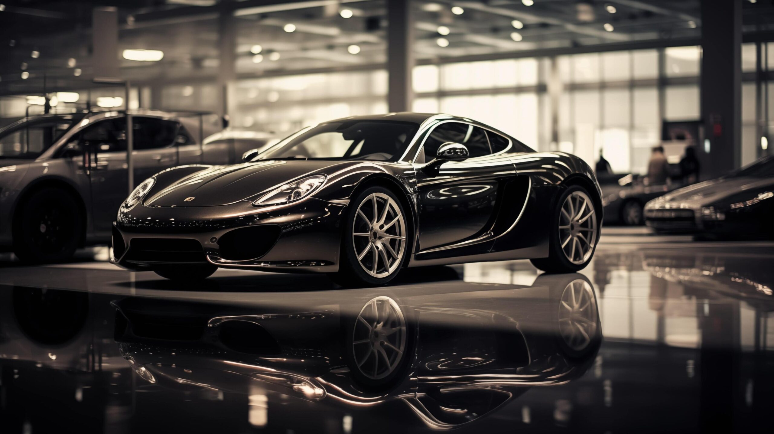 Ai-generated-amidst-the-glitz-and-glamour-of-a-motor-show-luxurious-cars-are-showcased-in-a-sprawling-showroom-bathed-in-soft-free-photo