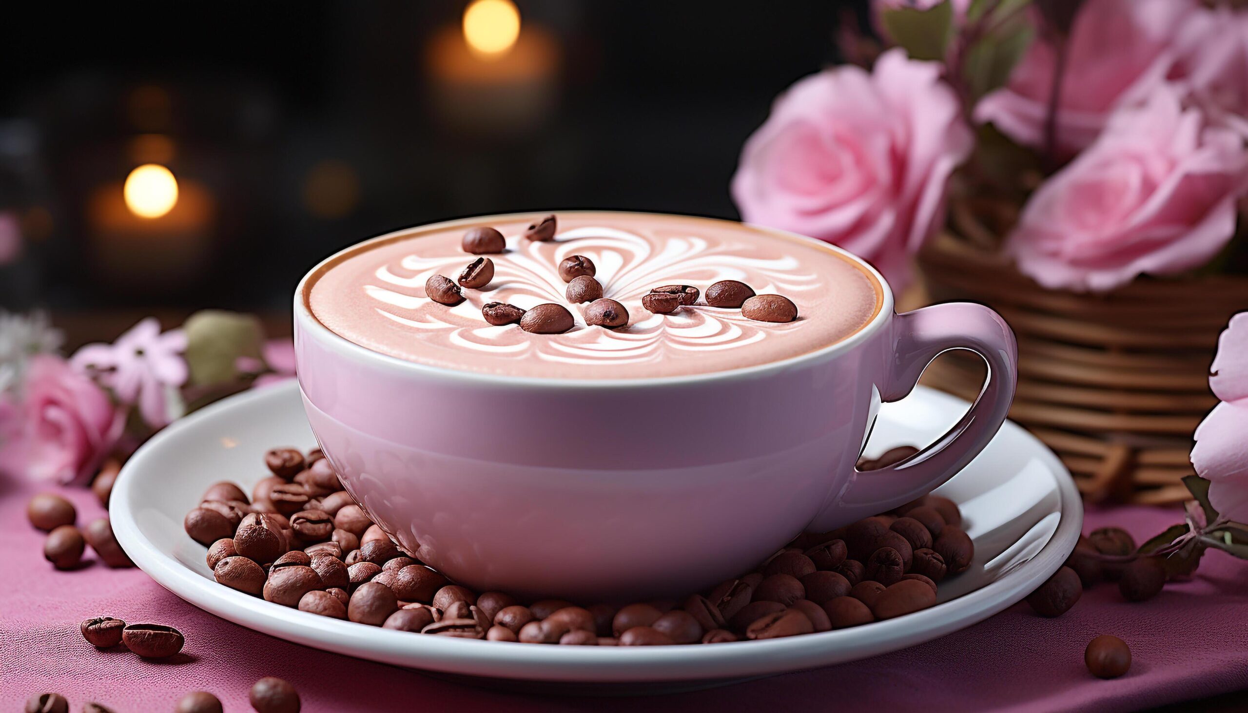 Ai-generated-aromatic-coffee-creamy-chocolate-fresh-flower-perfect-table-setting-generated-by-ai-free-photo
