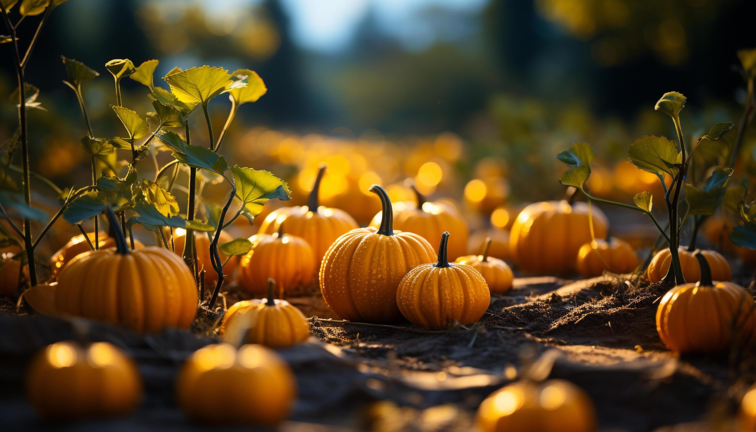 Ai-generated-autumn-vibrant-gourd-lanterns-illuminate-spooky-halloween-night-generated-by-ai-free-photo