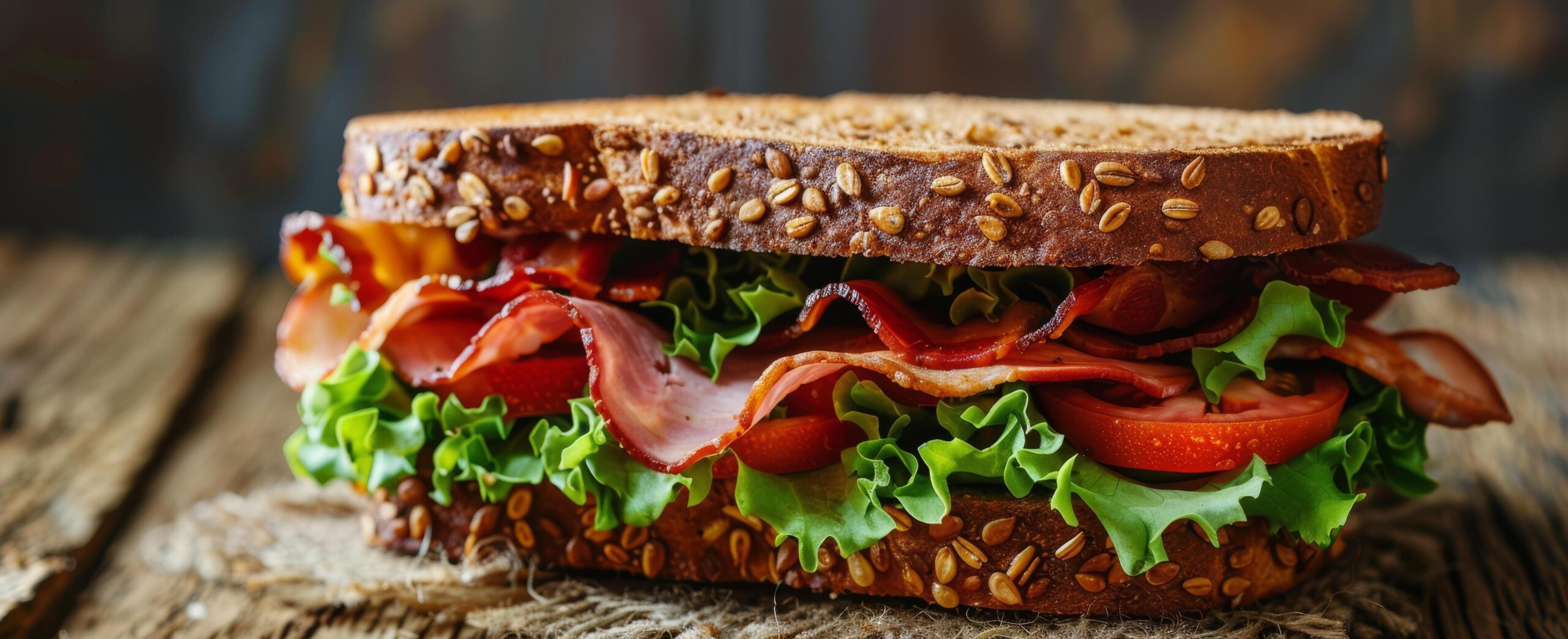 Ai-generated-bacon-and-lettuce-sandwich-on-wooden-table-free-photo