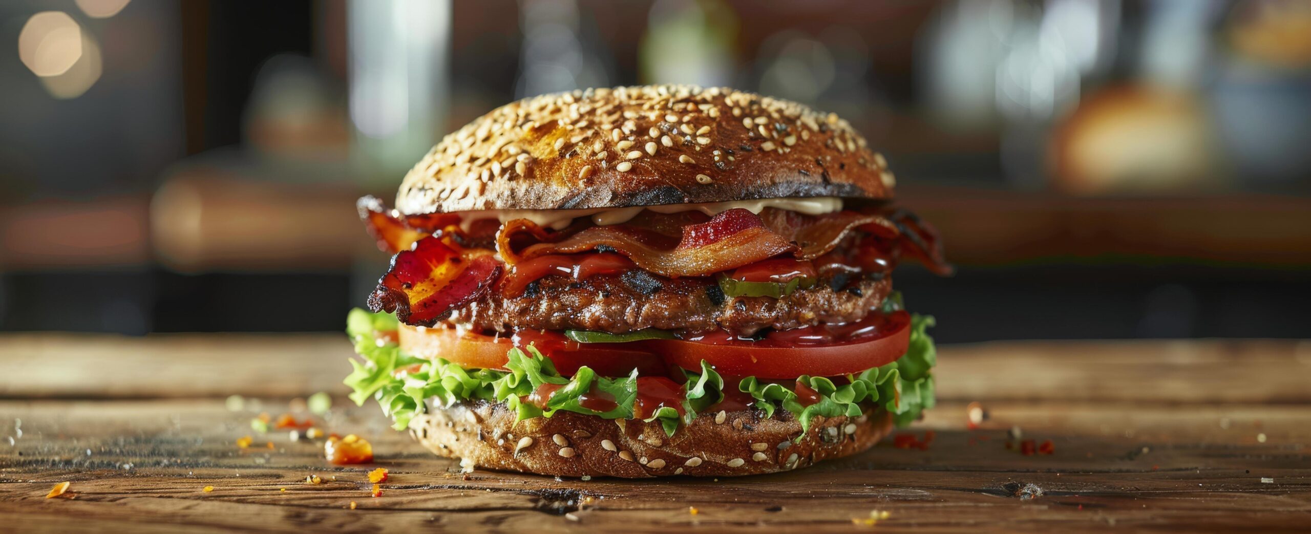 Ai-generated-bacon-lettuce-and-tomato-sandwich-on-wooden-table-free-photo