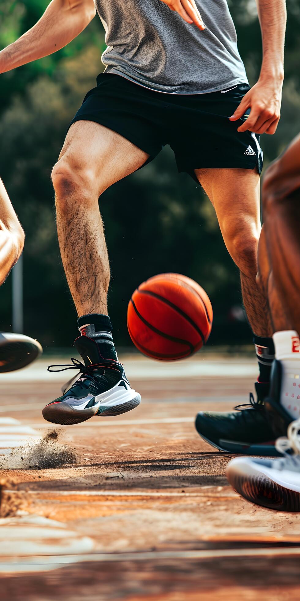 Ai-generated-basketball-dribbling-on-court-free-photo