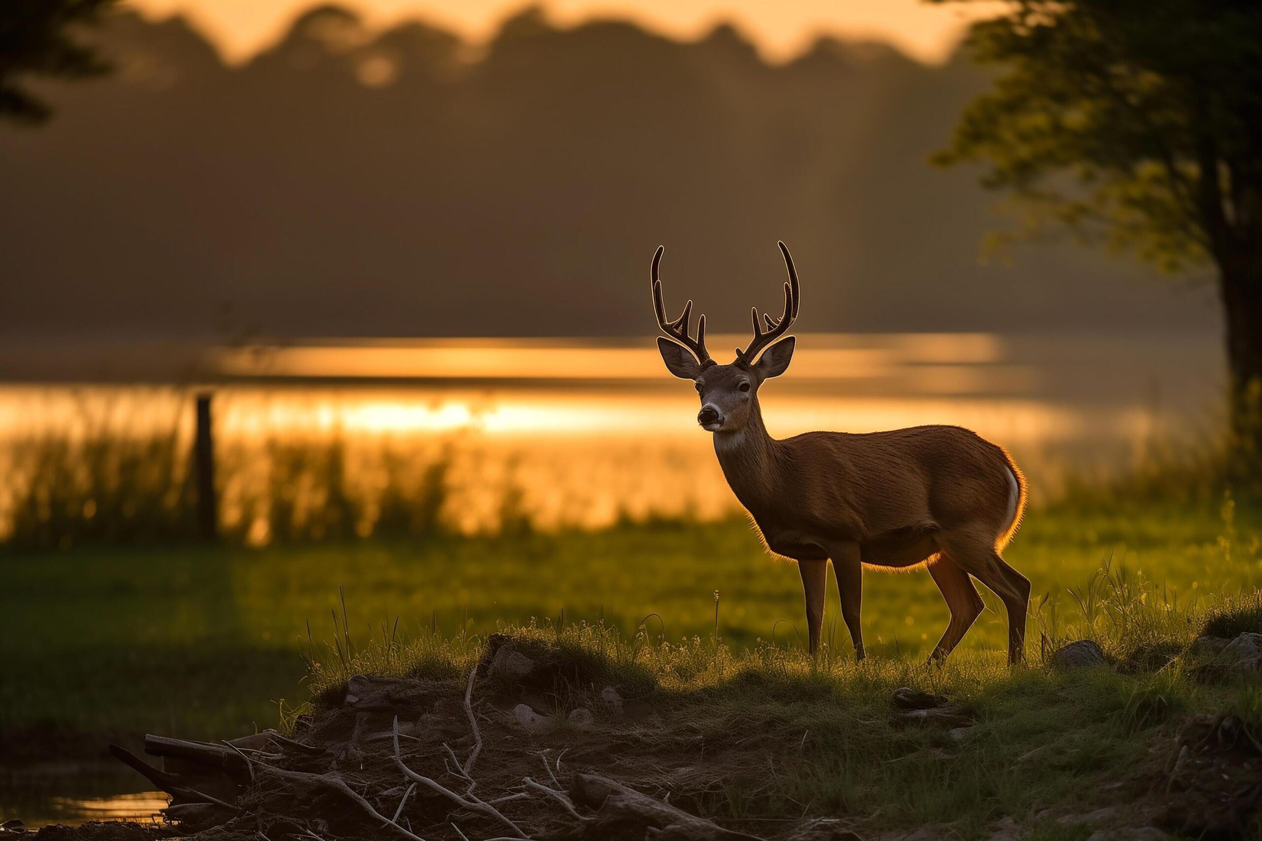 Ai-generated-beautiful-male-deer-in-the-forest-generative-ai-free-photo