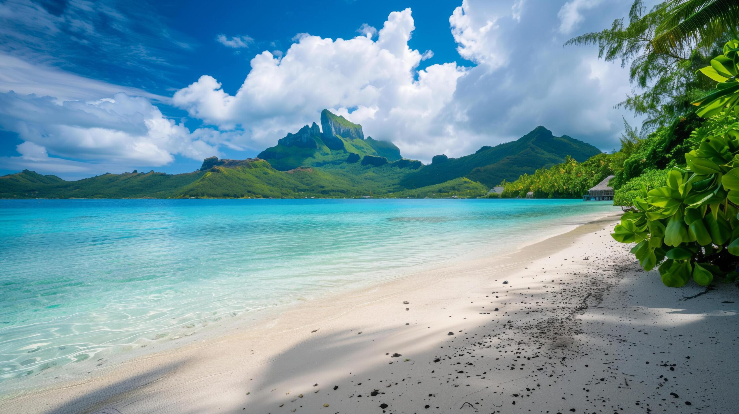 Ai-generated-beautiful-view-of-beach-with-distant-mountain-perfect-for-travel-brochures-vacation-websites-and-nature-themed-designs-needing-scenic-backgrounds-free-photo