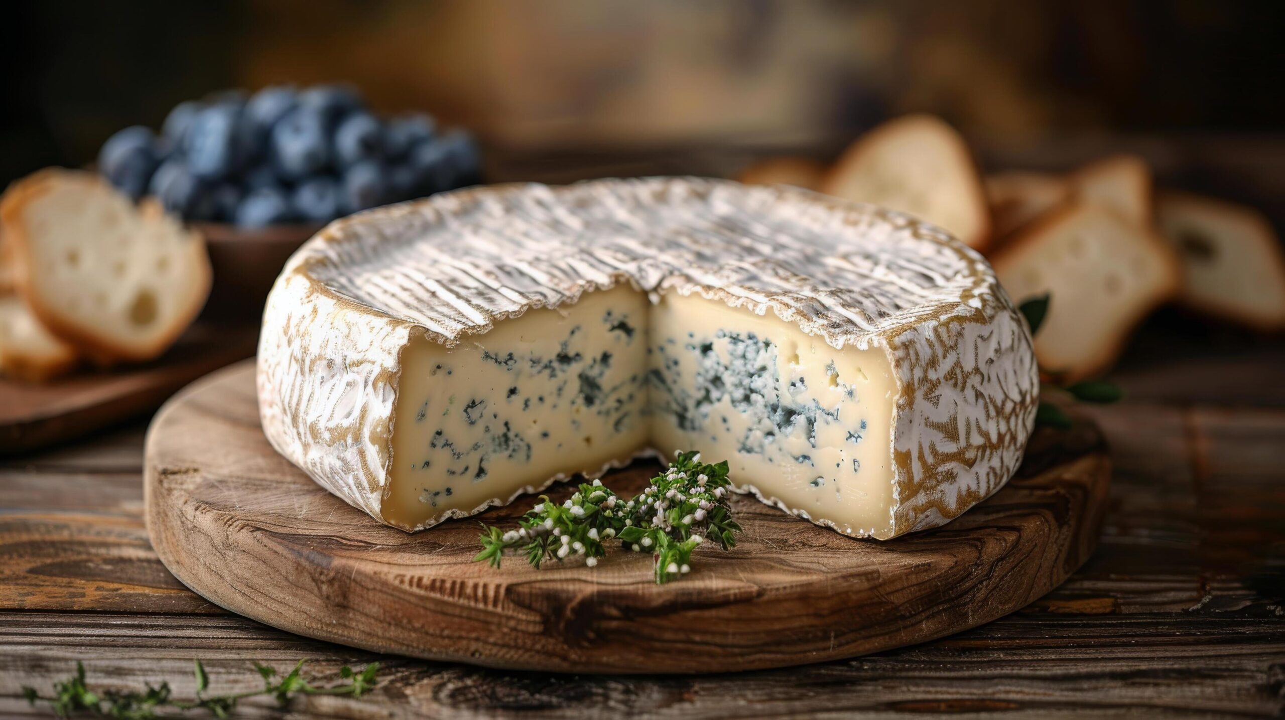 Ai-generated-blue-cheese-on-wooden-cutting-board-free-photo