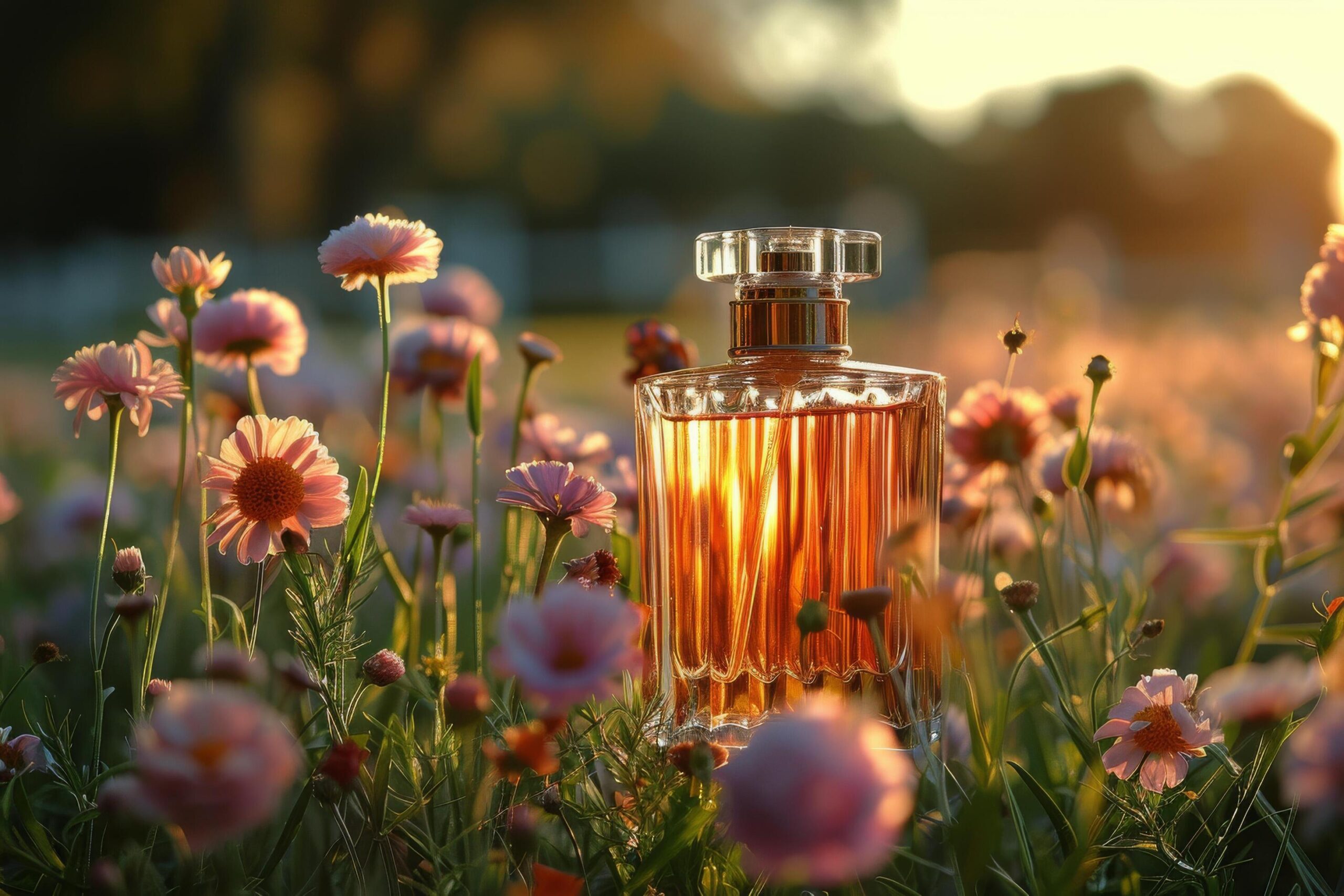 Ai-generated-bottle-of-perfume-in-field-of-flowers-free-photo