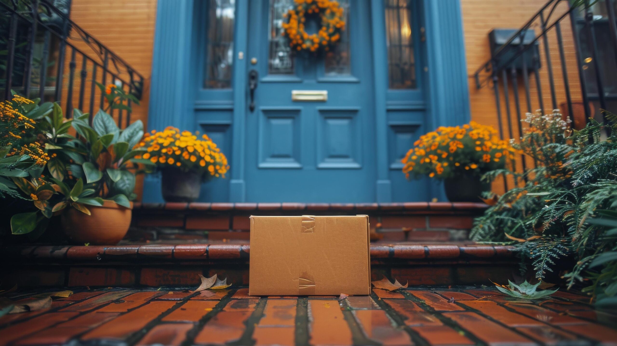 Ai-generated-box-by-blue-door-free-photo