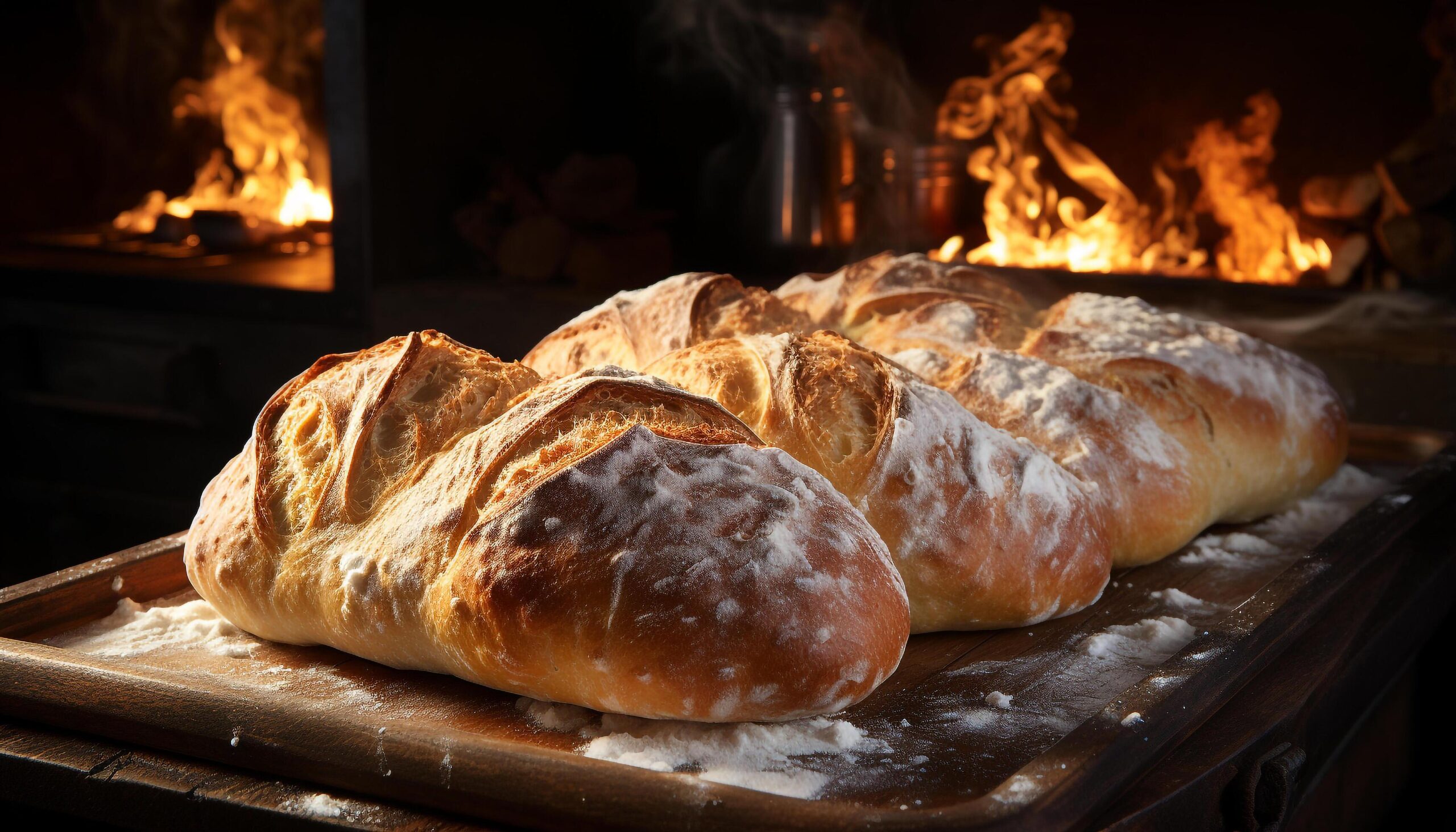 Ai-generated-bread-baked-in-wood-fired-oven-rustic-and-wholesome-generated-by-ai-free-photo