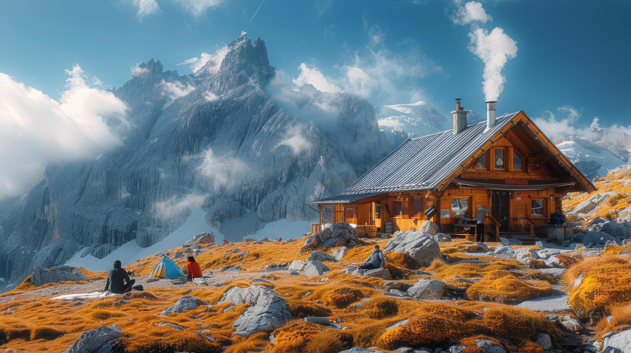 Ai-generated-cabin-nestled-in-mountain-range-free-photo