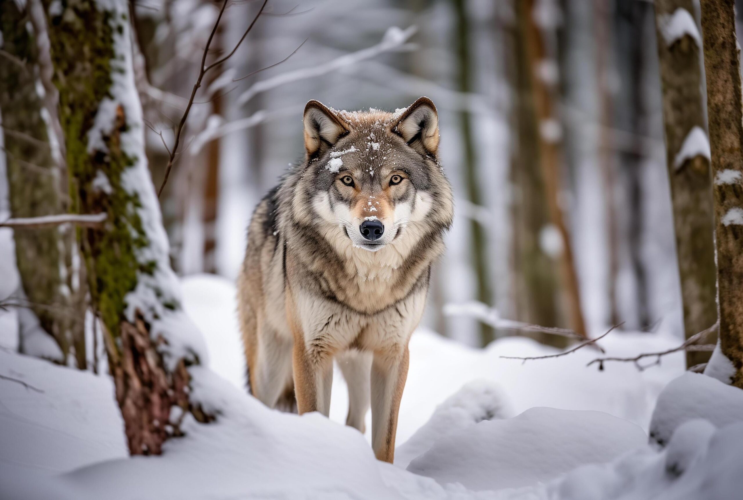 Ai-generated-canadian-wolf-in-winter-forest-generative-ai-free-photo