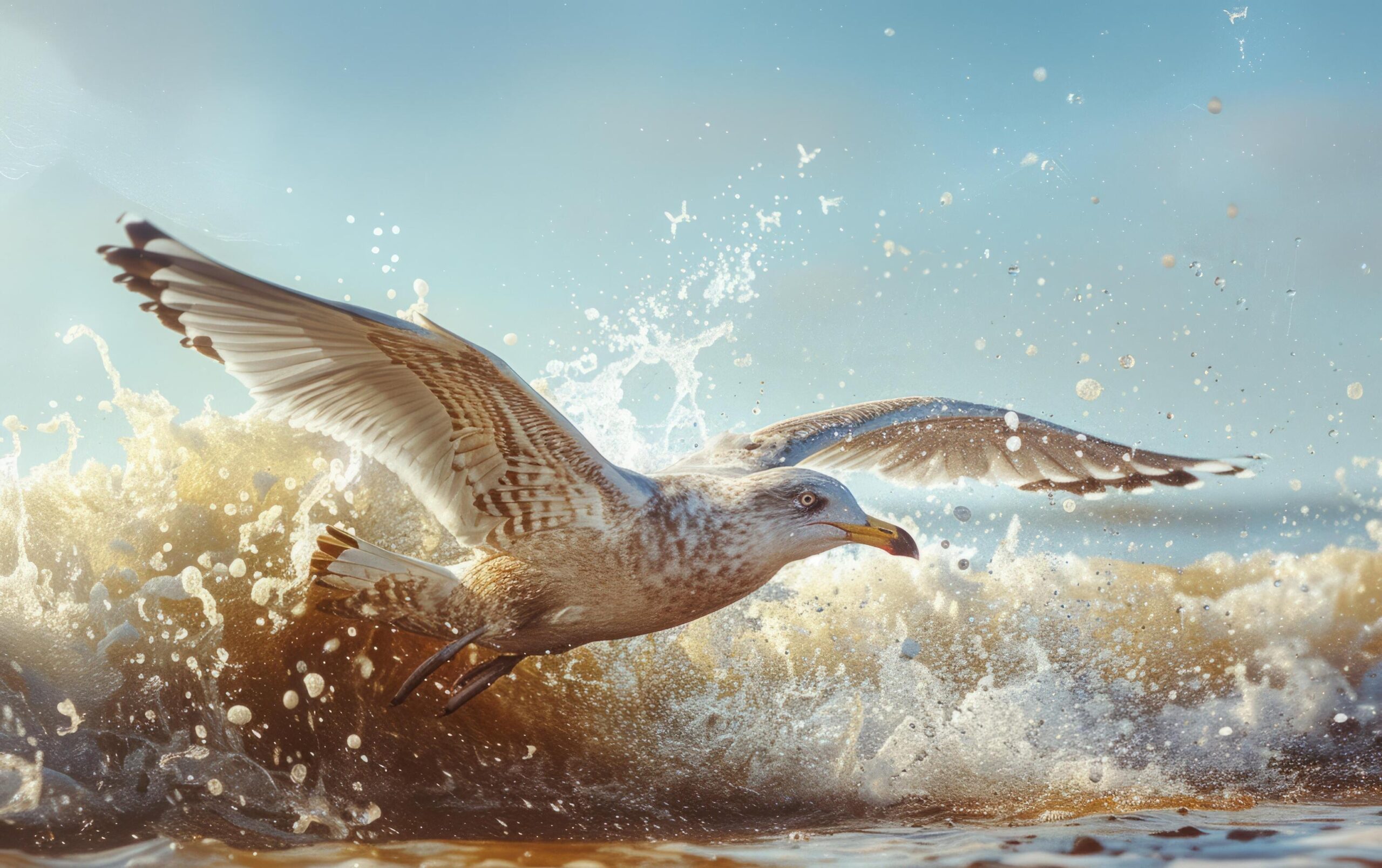 Ai-generated-capturing-the-dynamic-movement-of-a-seagull-taking-flight-free-photo