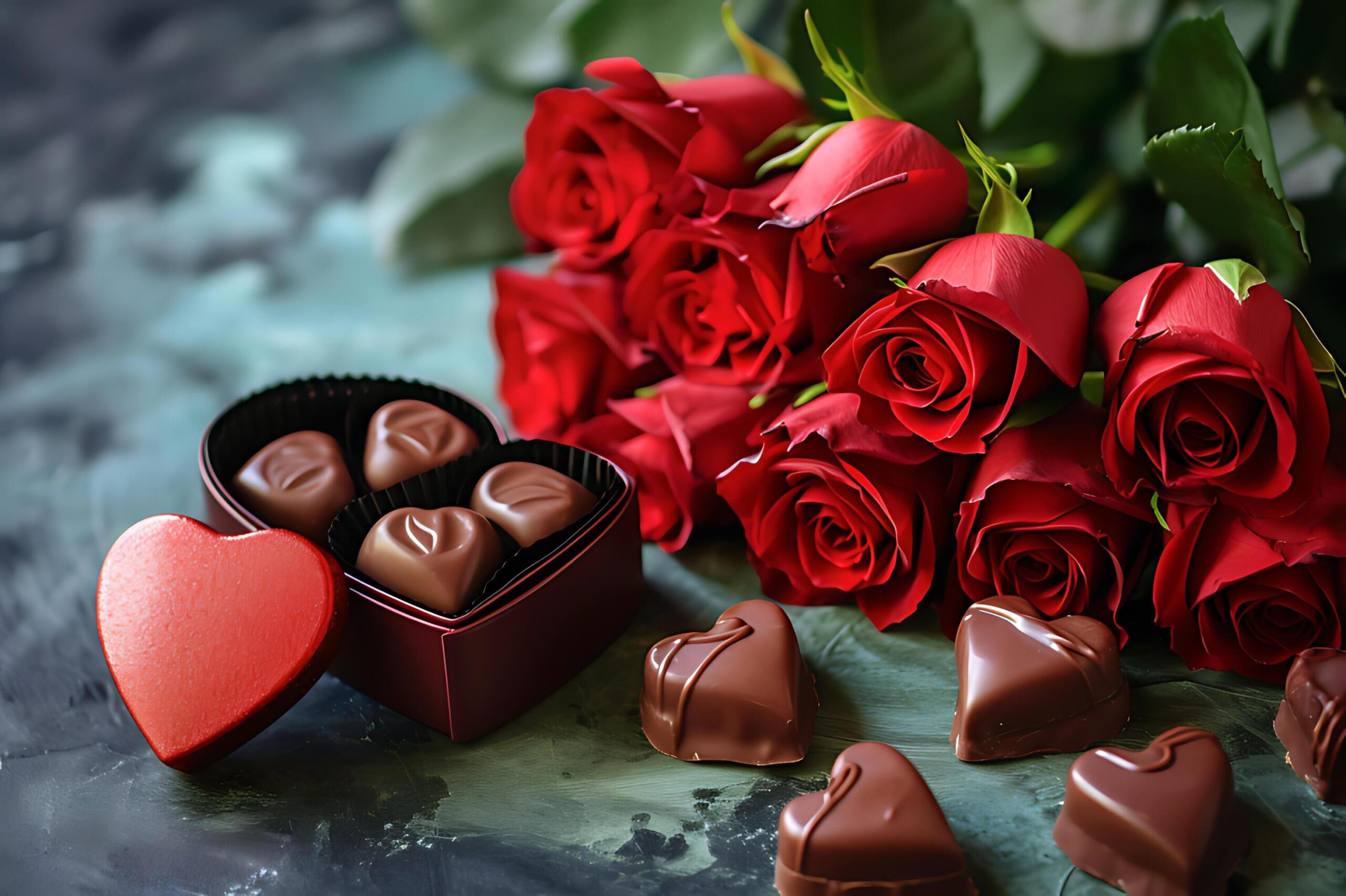 Ai-generated-celebration-style-of-valentine-day-roses-and-chocolate-free-photo