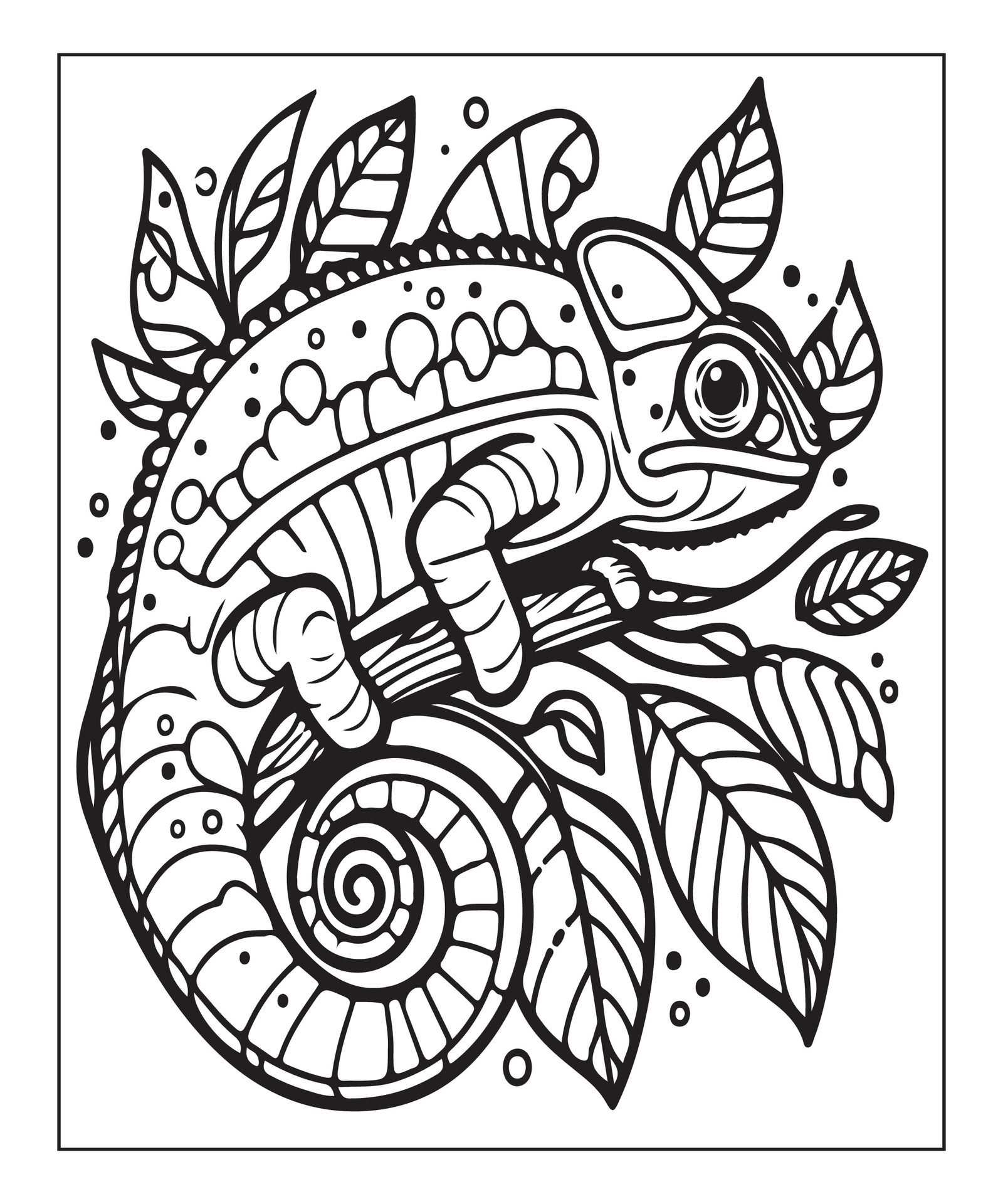 Ai-generated-chameleon-coloring-page-free-vector