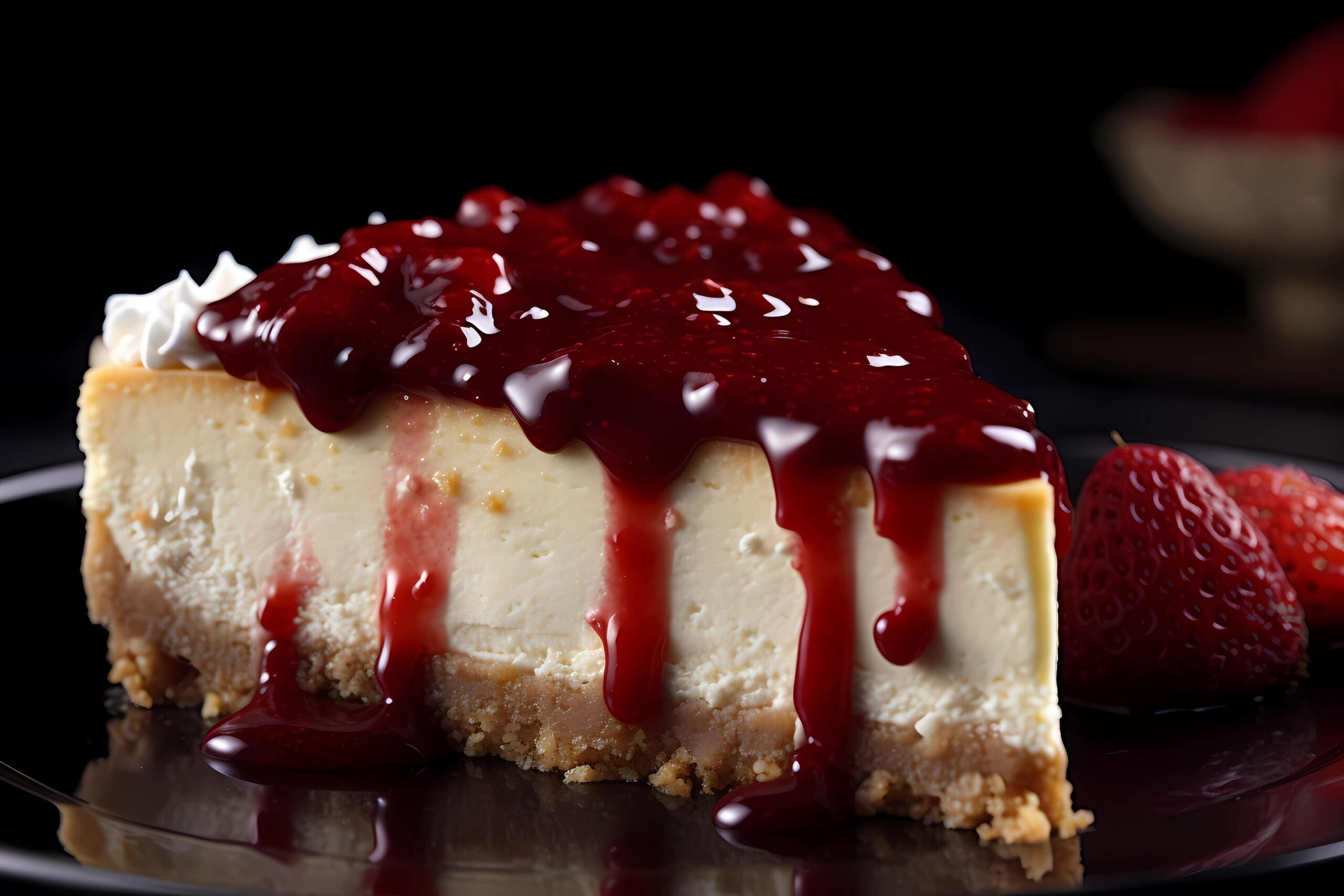 Ai-generated-cheesecake-a-beloved-dessert-with-ancient-greek-roots-typically-consists-of-a-creamy-filling-made-with-cream-cheese-eggs-and-sugar-on-a-buttery-biscuit-or-graham-cracker-crust-free-photo