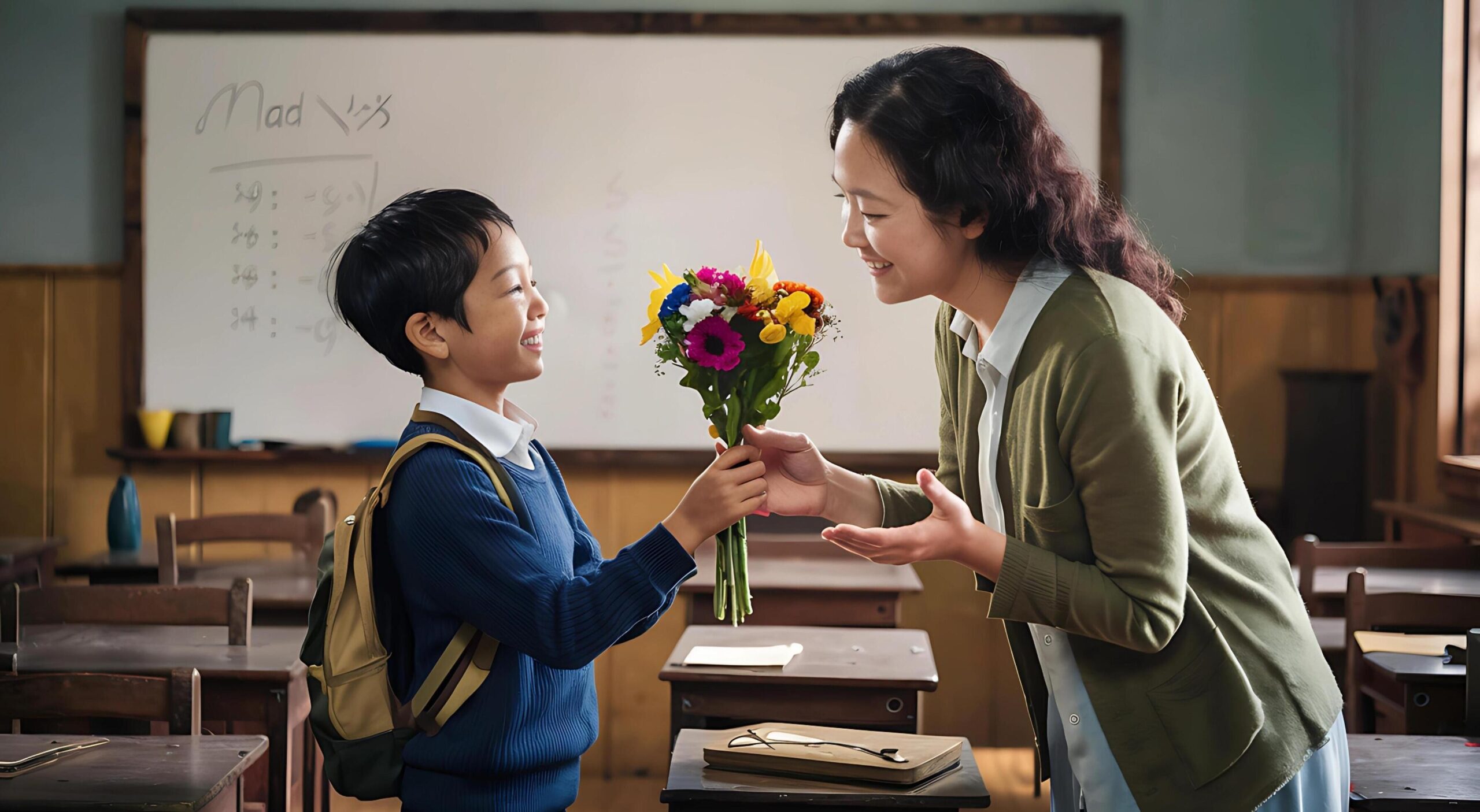Ai-generated-children-and-educator-commemorating-teacher-appreciation-day-ai-generated-free-photo