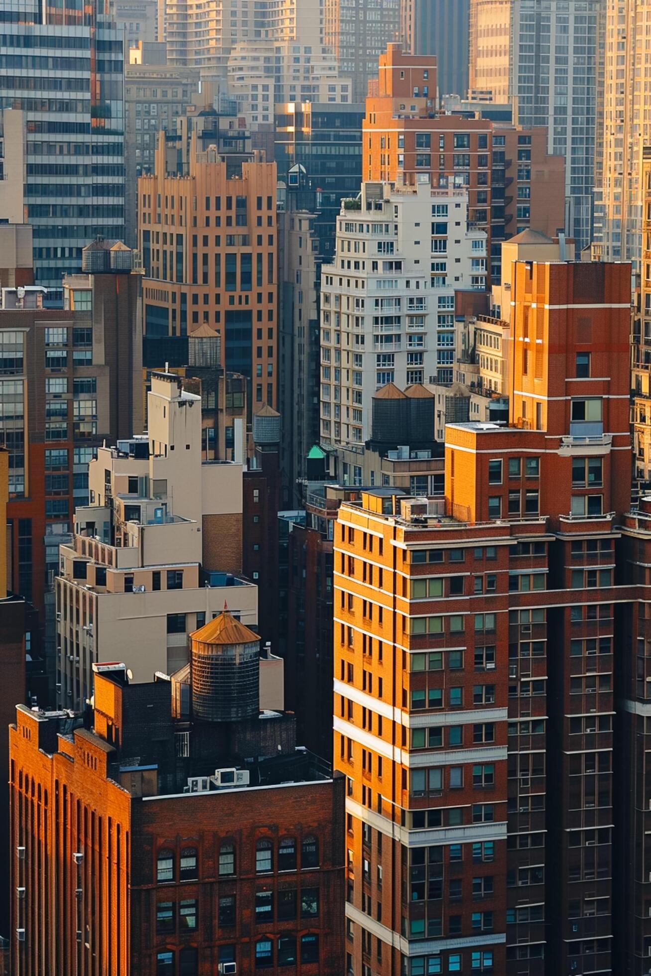 Ai-generated-cityscape-skyscrapers-buildings-architectural-diversity-is-evident-with-buildings-indicative-of-an-early-morning-or-late-afternoon-setting-in-busy-urban-environment-ai-generated-free-photo