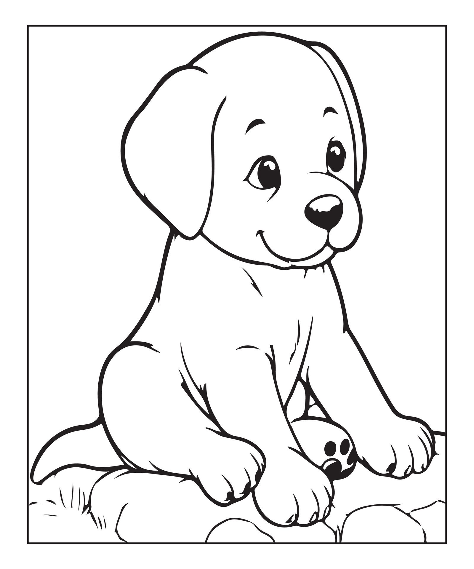 Ai-generated-clean-line-art-dog-coloring-page-for-kids-free-vector