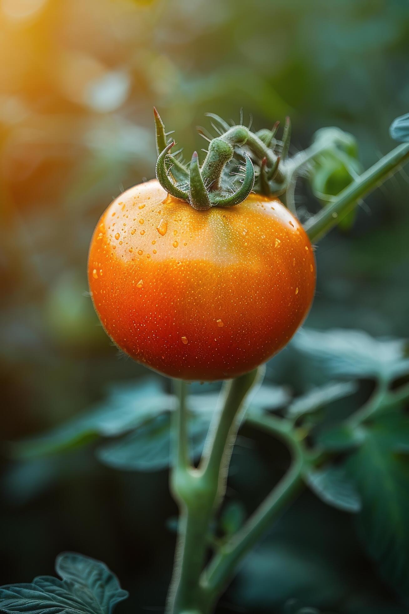 Ai-generated-close-up-of-a-tomato-on-a-plant-free-photo