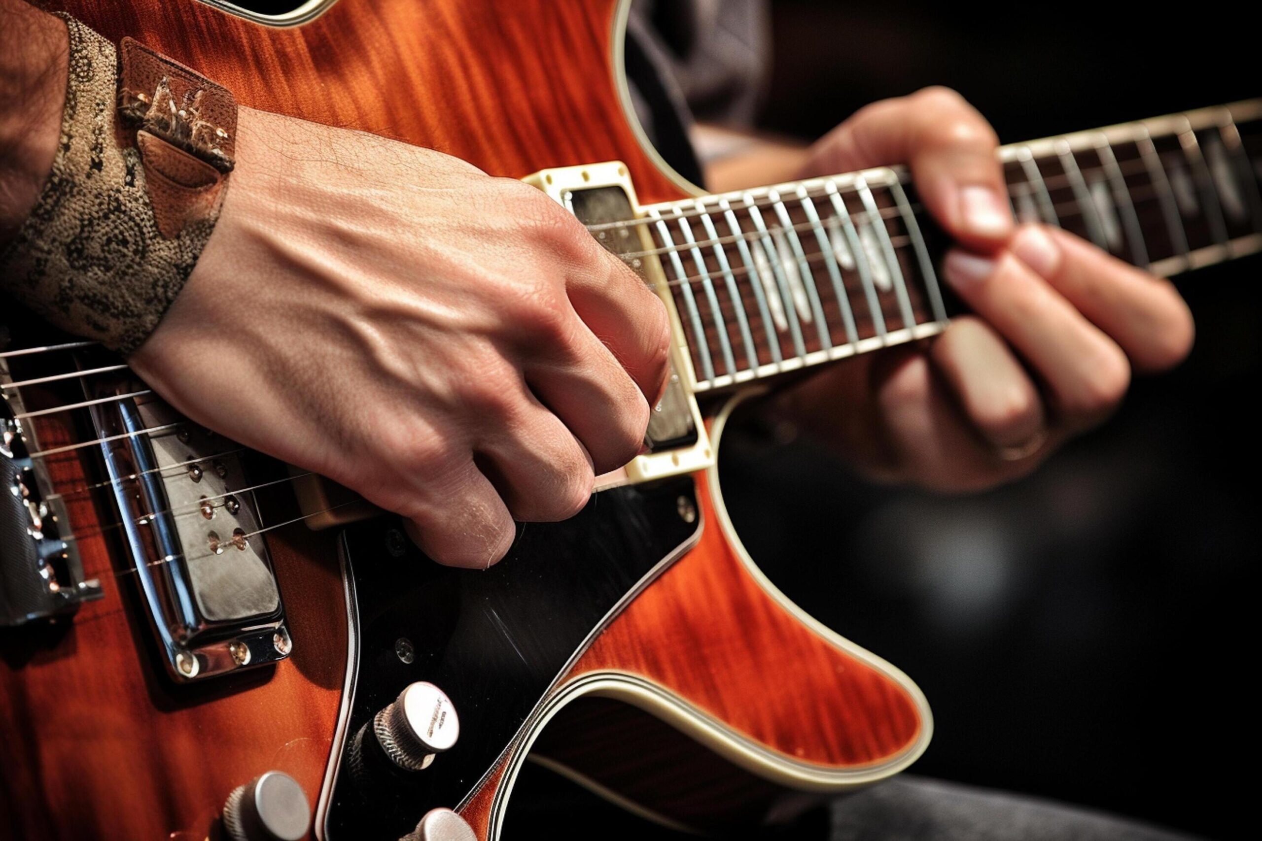 Ai-generated-close-up-of-hand-playing-electric-guitar-free-photo