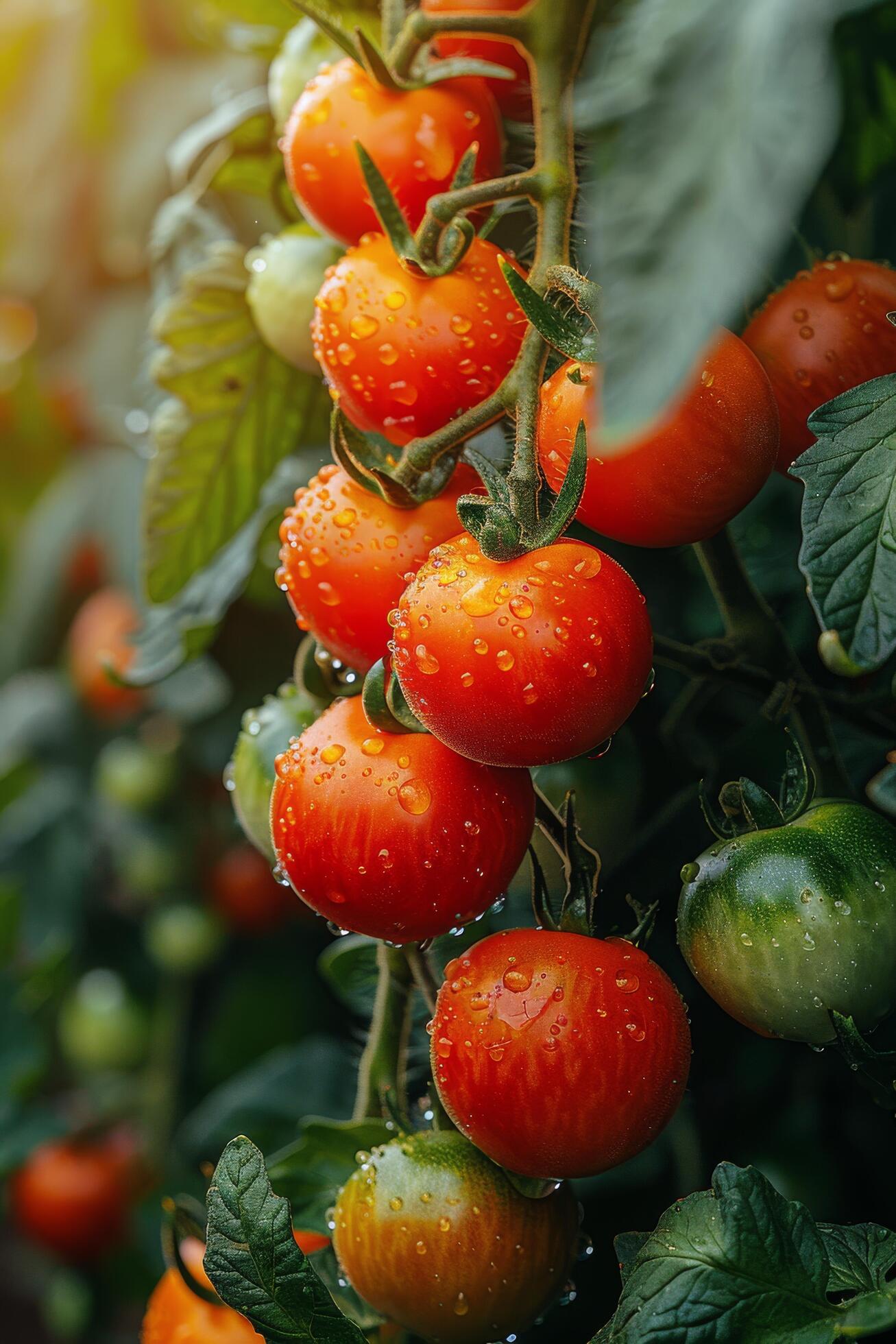 Ai-generated-cluster-of-tomatoes-hanging-from-a-tree-free-photo