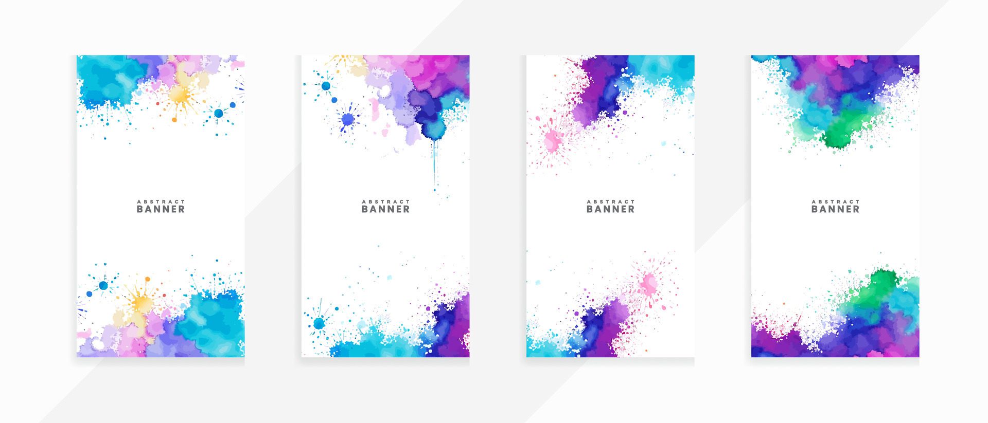 Ai-generated-colorful-abstract-watercolor-violet-stains-painting-background-banner-set-free-vector