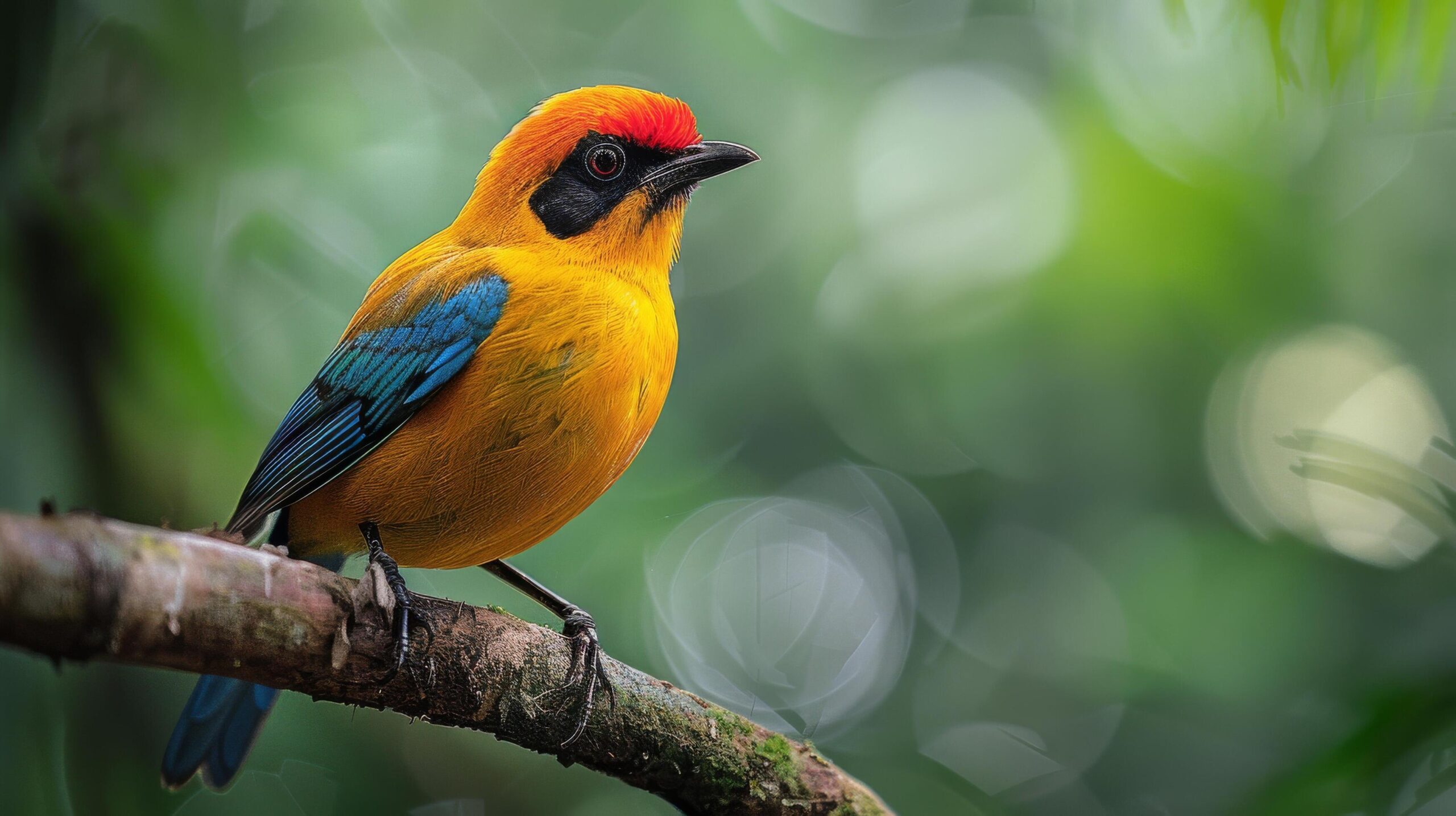 Ai-generated-colorful-bird-perched-on-tree-branch-free-photo