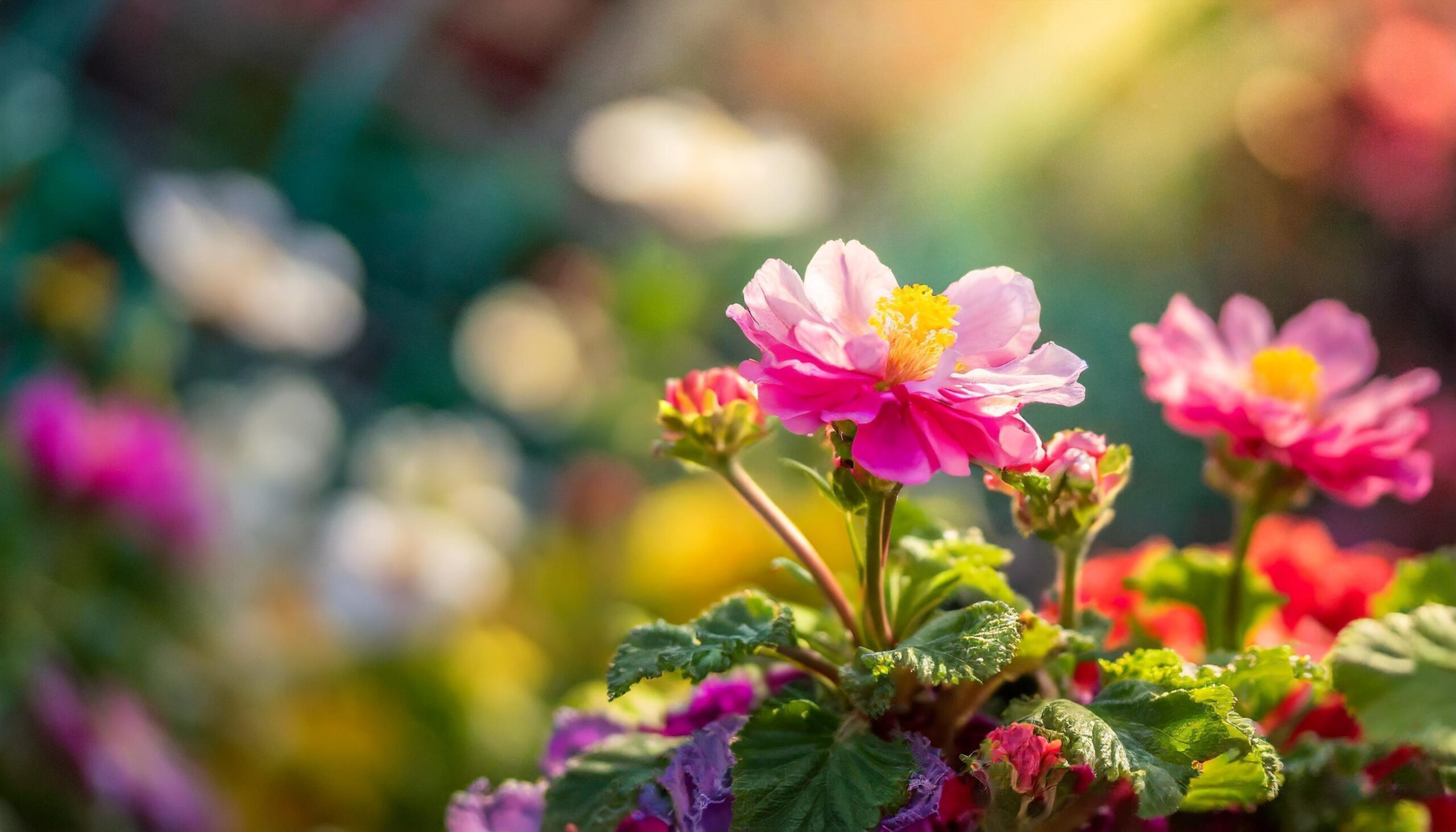 Ai-generated-colorful-spring-flowers-with-blurred-background-free-photo
