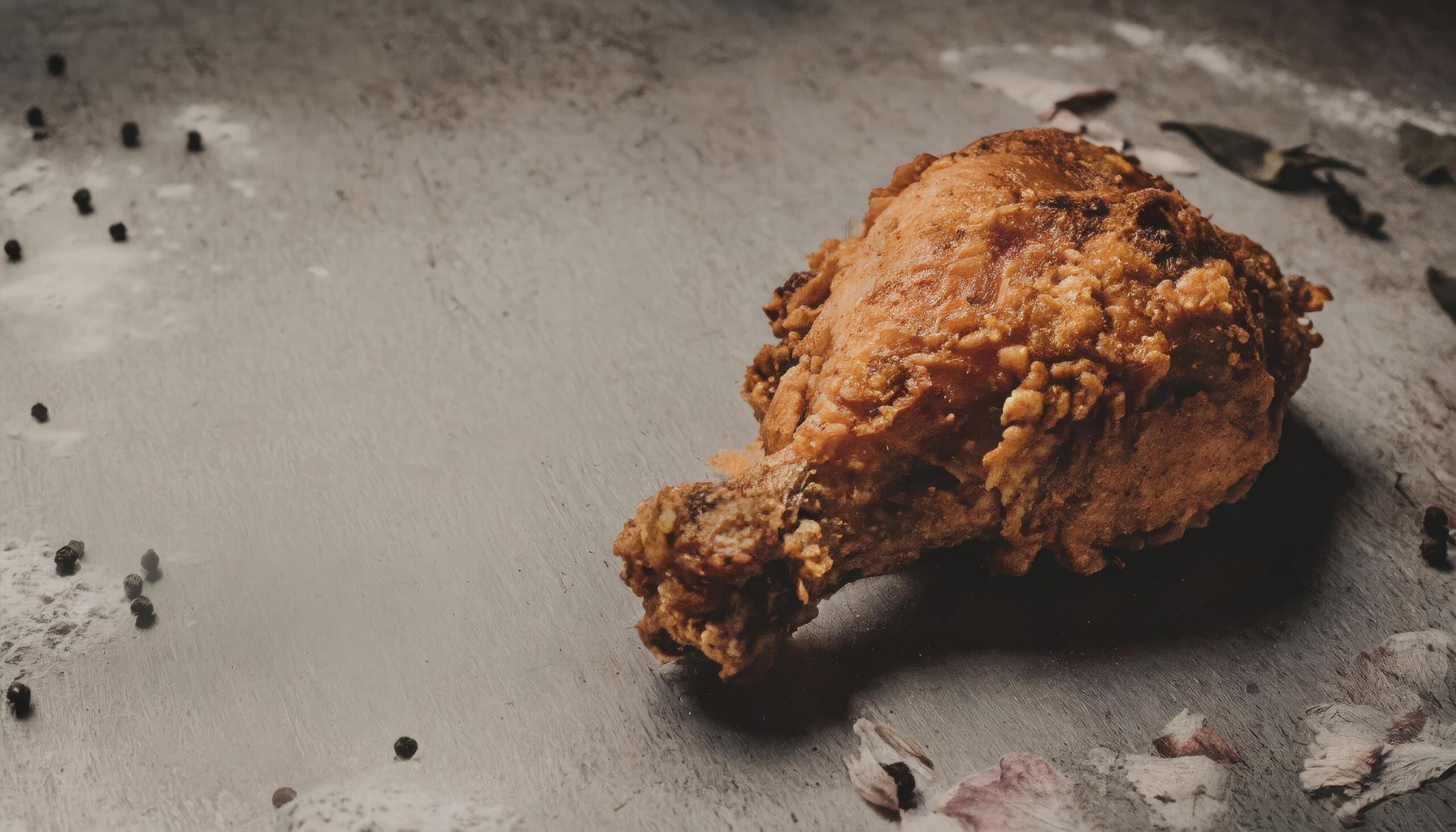 Ai-generated-copy-space-image-of-asty-eating-with-fried-chicken-free-photo
