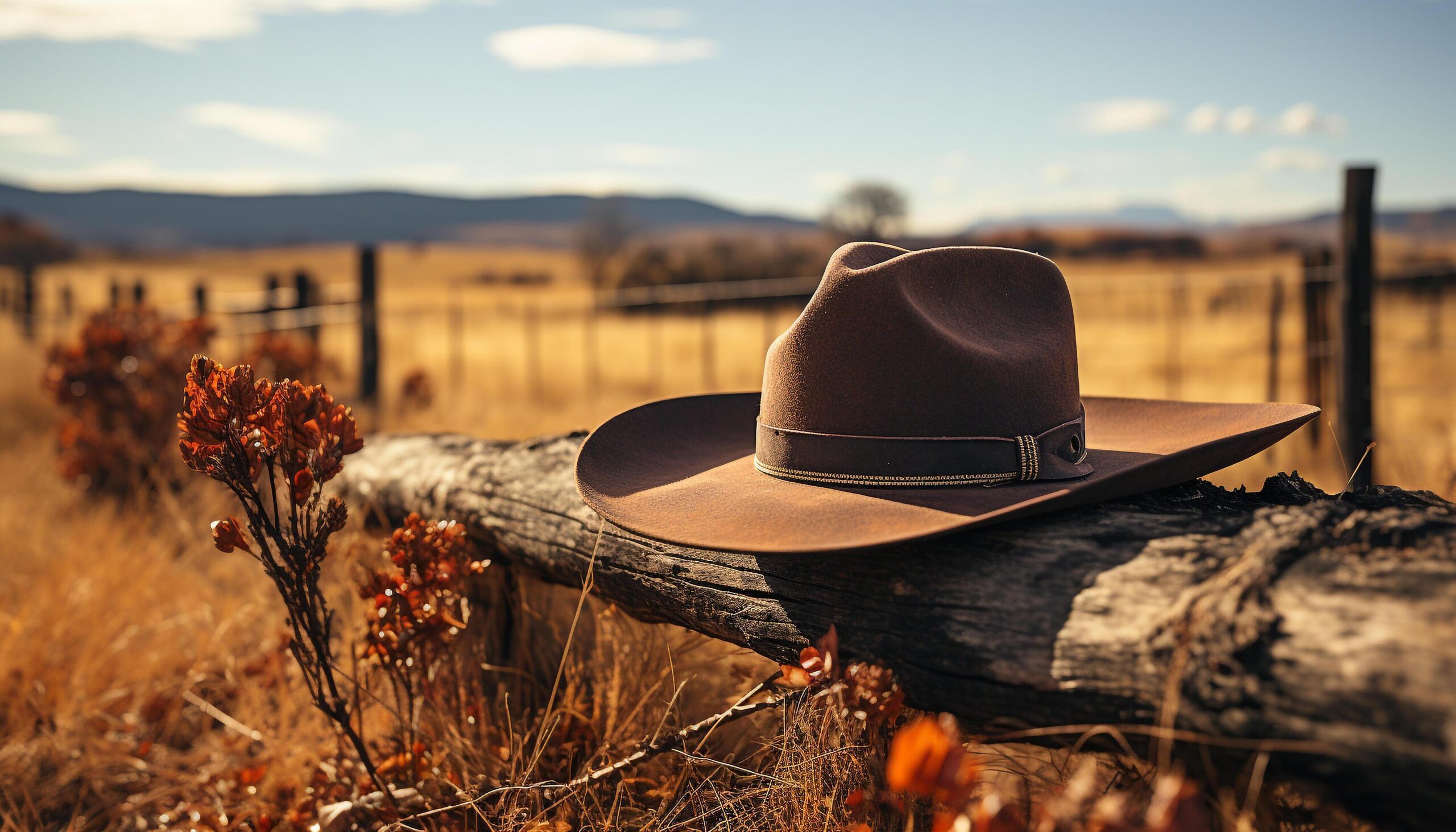 Ai-generated-cowboy-sitting-outdoors-enjoying-nature-beauty-wearing-rustic-straw-hat-generated-by-ai-free-photo