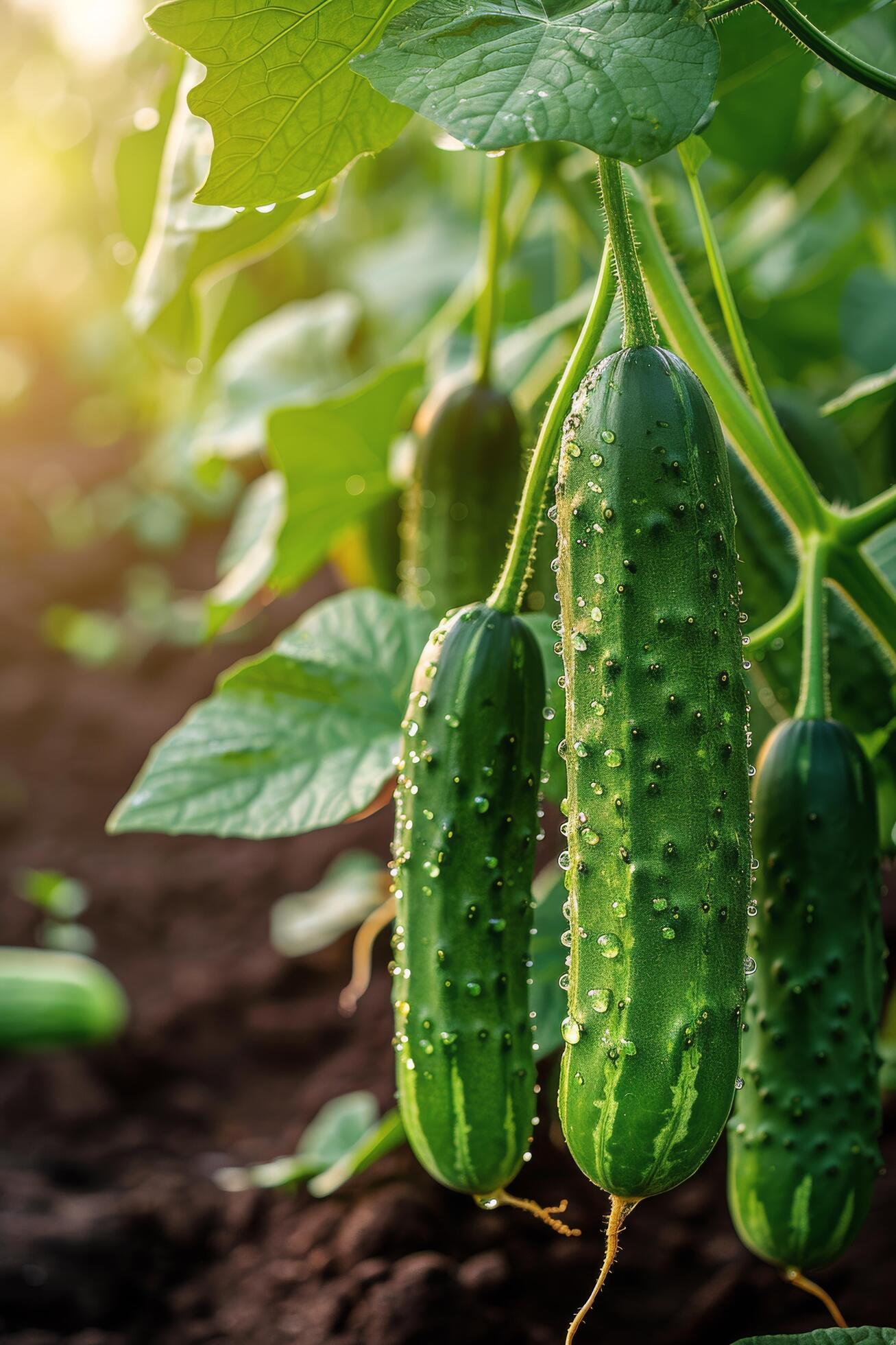 Ai-generated-cucumbers-growing-on-plant-in-garden-free-photo