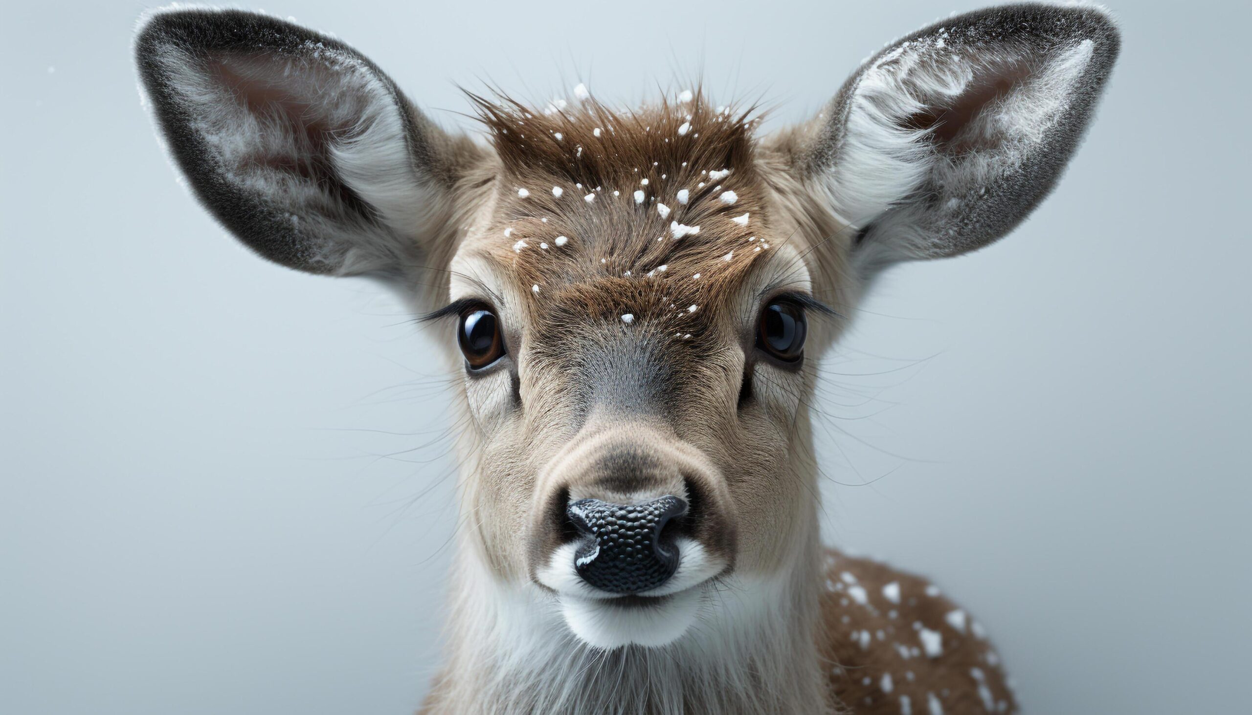 Ai-generated-cute-deer-looking-at-camera-nature-portrait-in-snow-generated-by-ai-free-photo