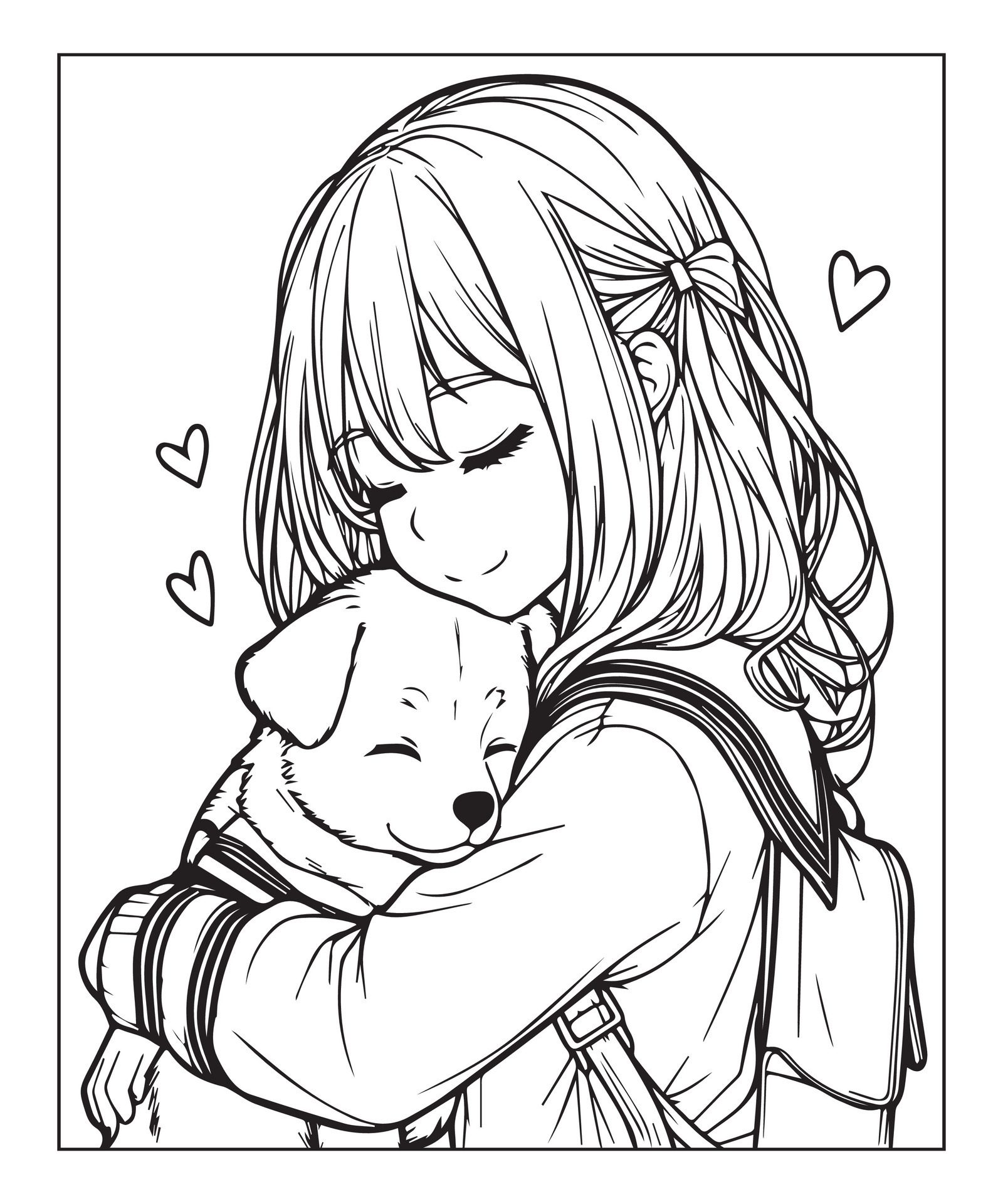 Ai-generated-cute-dog-coloring-page-free-vector