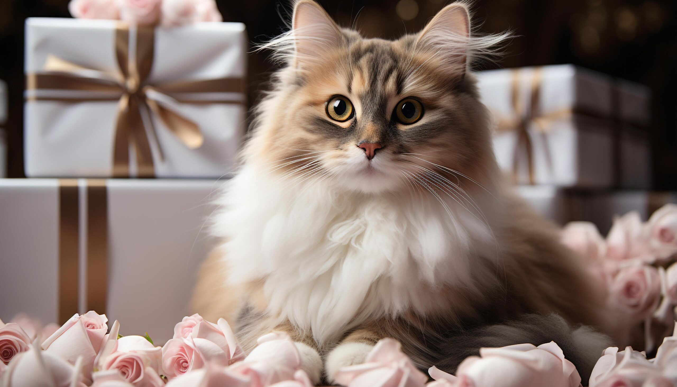 Ai-generated-cute-kitten-sitting-on-table-looking-at-camera-with-curiosity-generated-by-ai-free-photo
