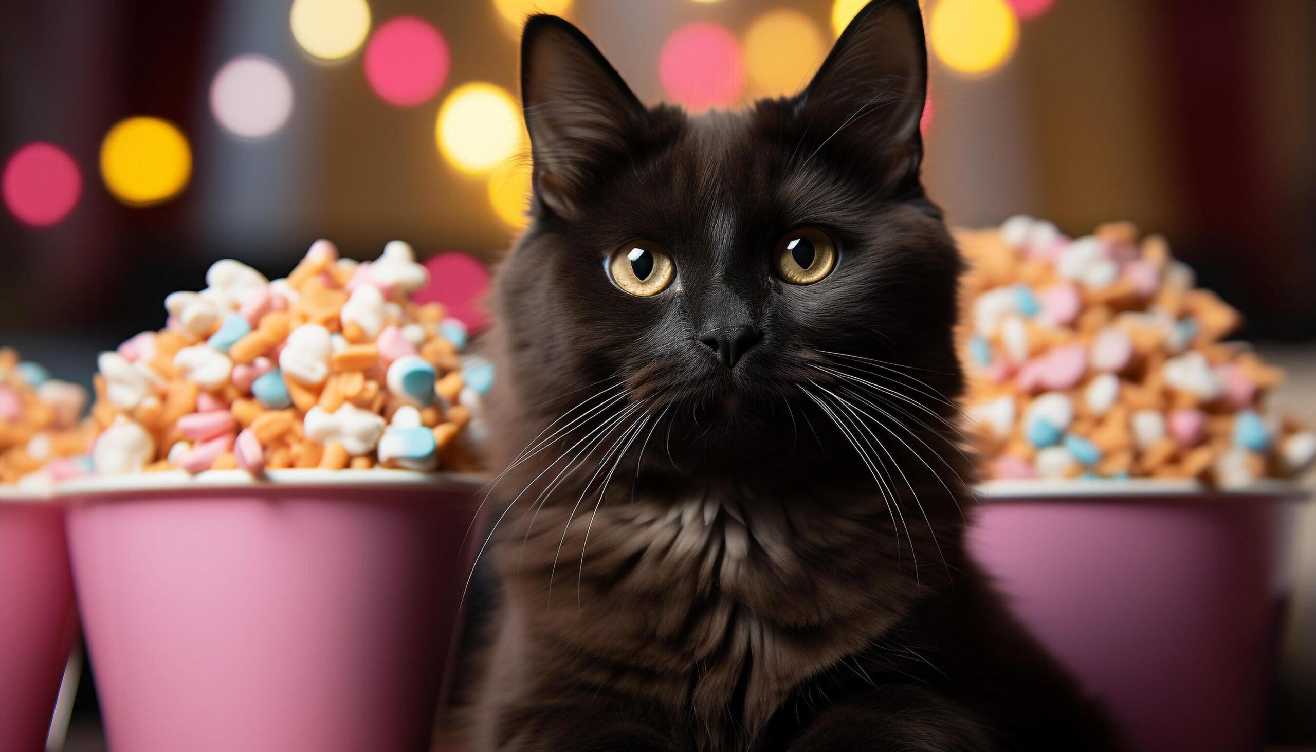 Ai-generated-cute-kitten-staring-indulging-in-sweet-food-playful-and-fluffy-generated-by-ai-free-photo