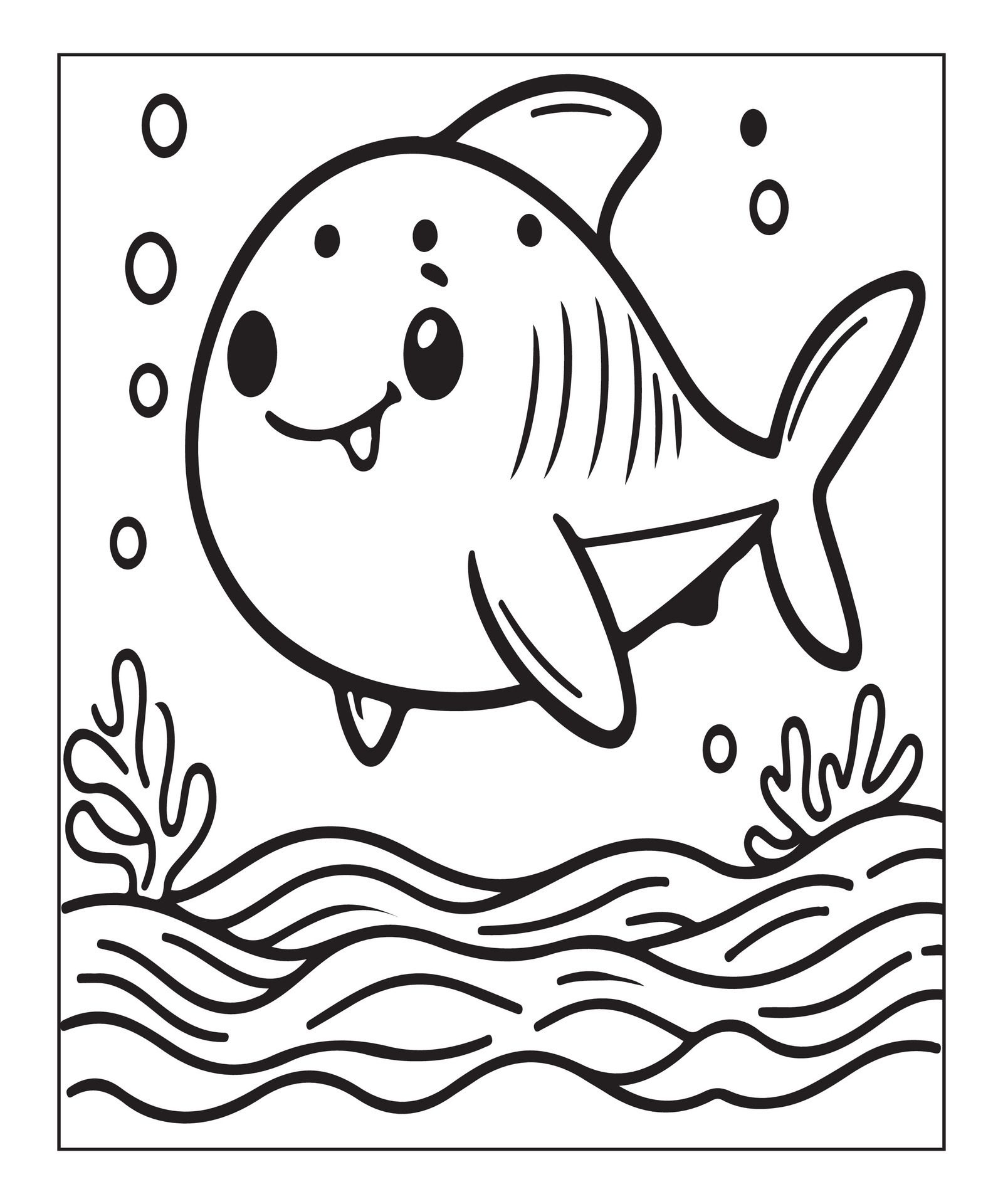 Ai-generated-cute-shark-coloring-page-for-kids-free-vector