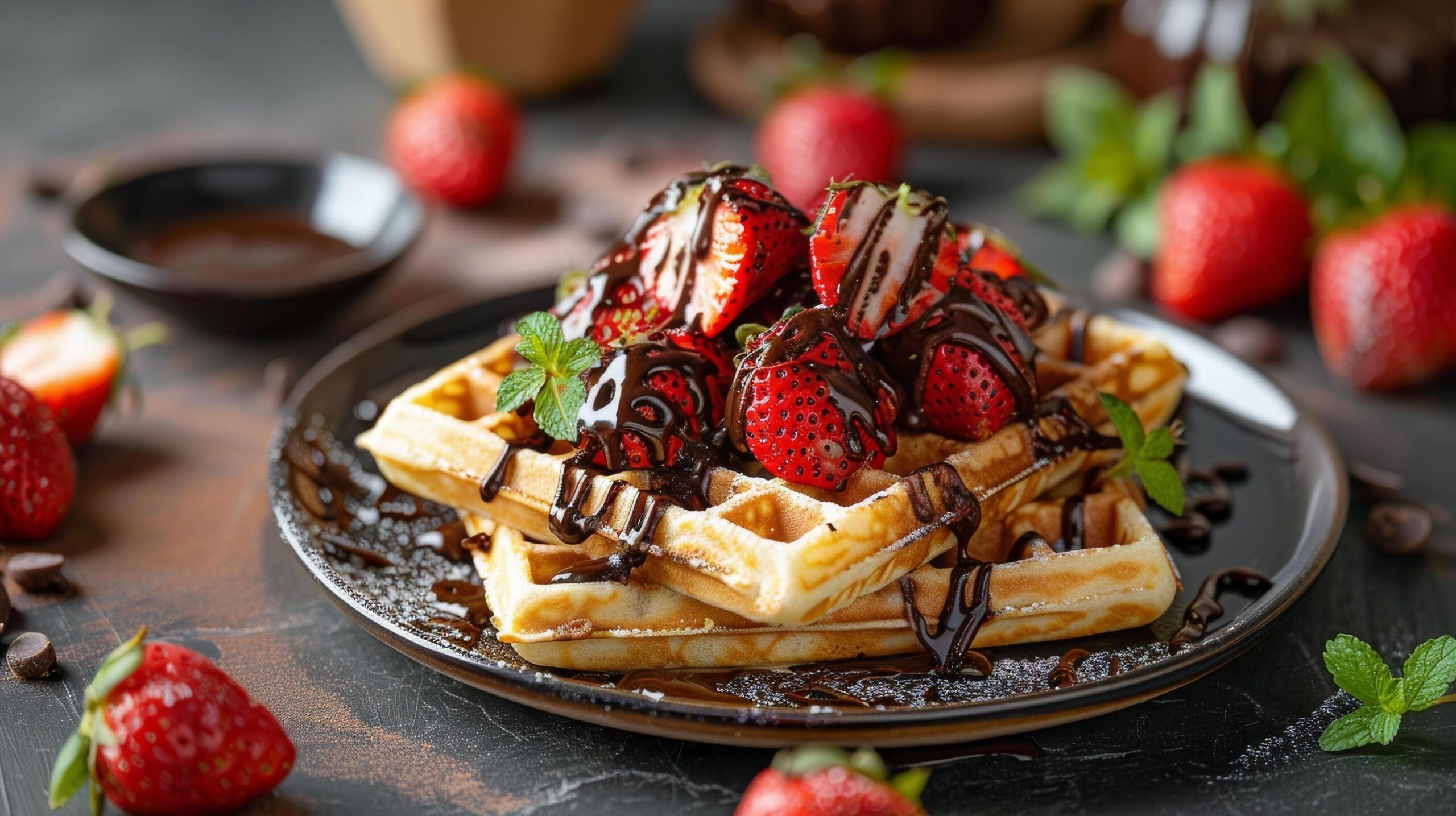 Ai-generated-delicious-waffles-with-syrup-and-strawberries-free-photo