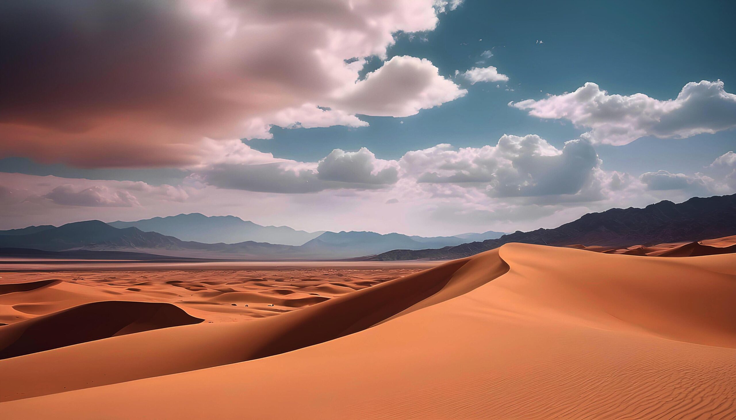 Ai-generated-desert-landscape-with-mountains-and-clouds-free-photo