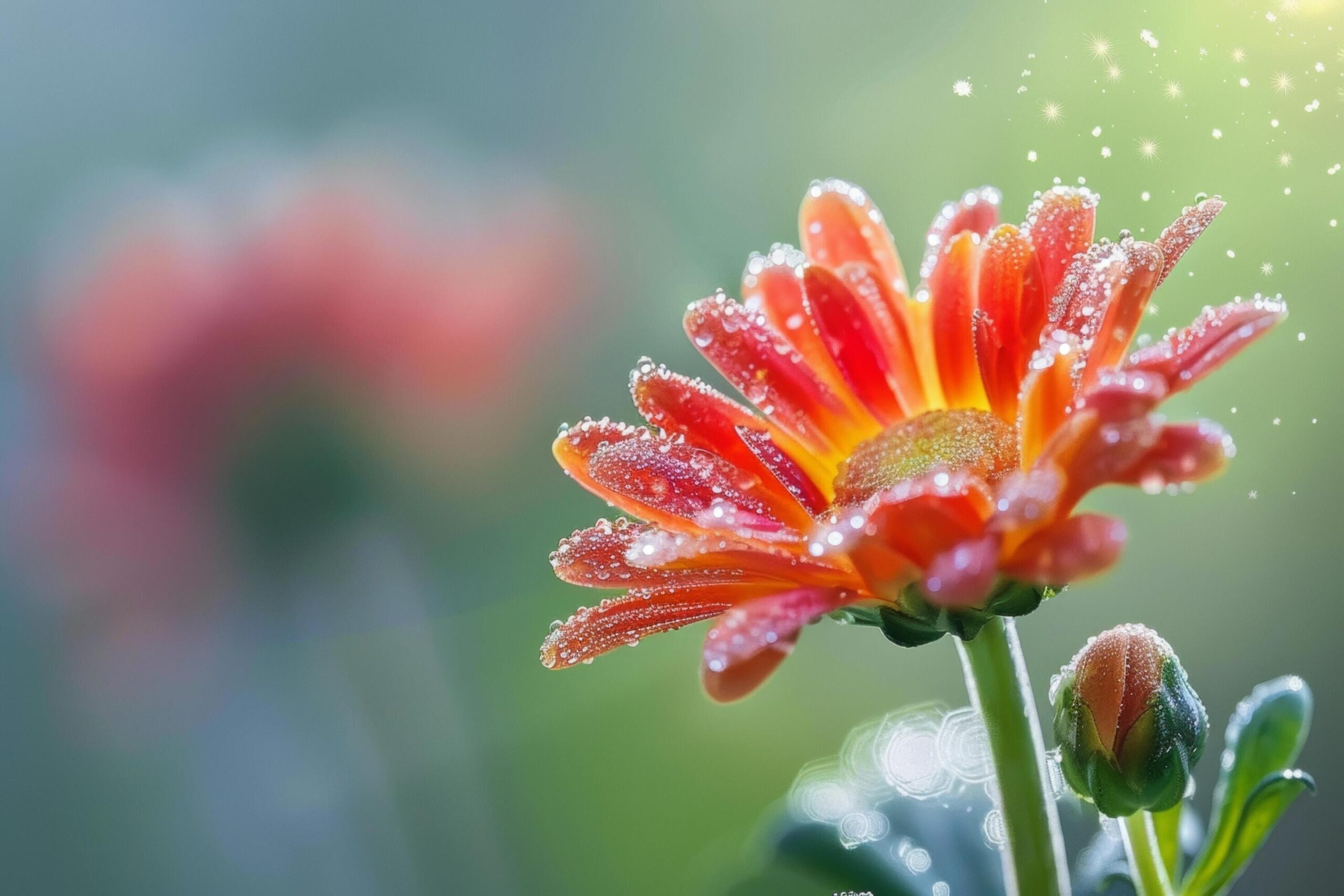 Ai-generated-dew-kissed-orange-gerbera-flower-in-soft-morning-light-free-photo