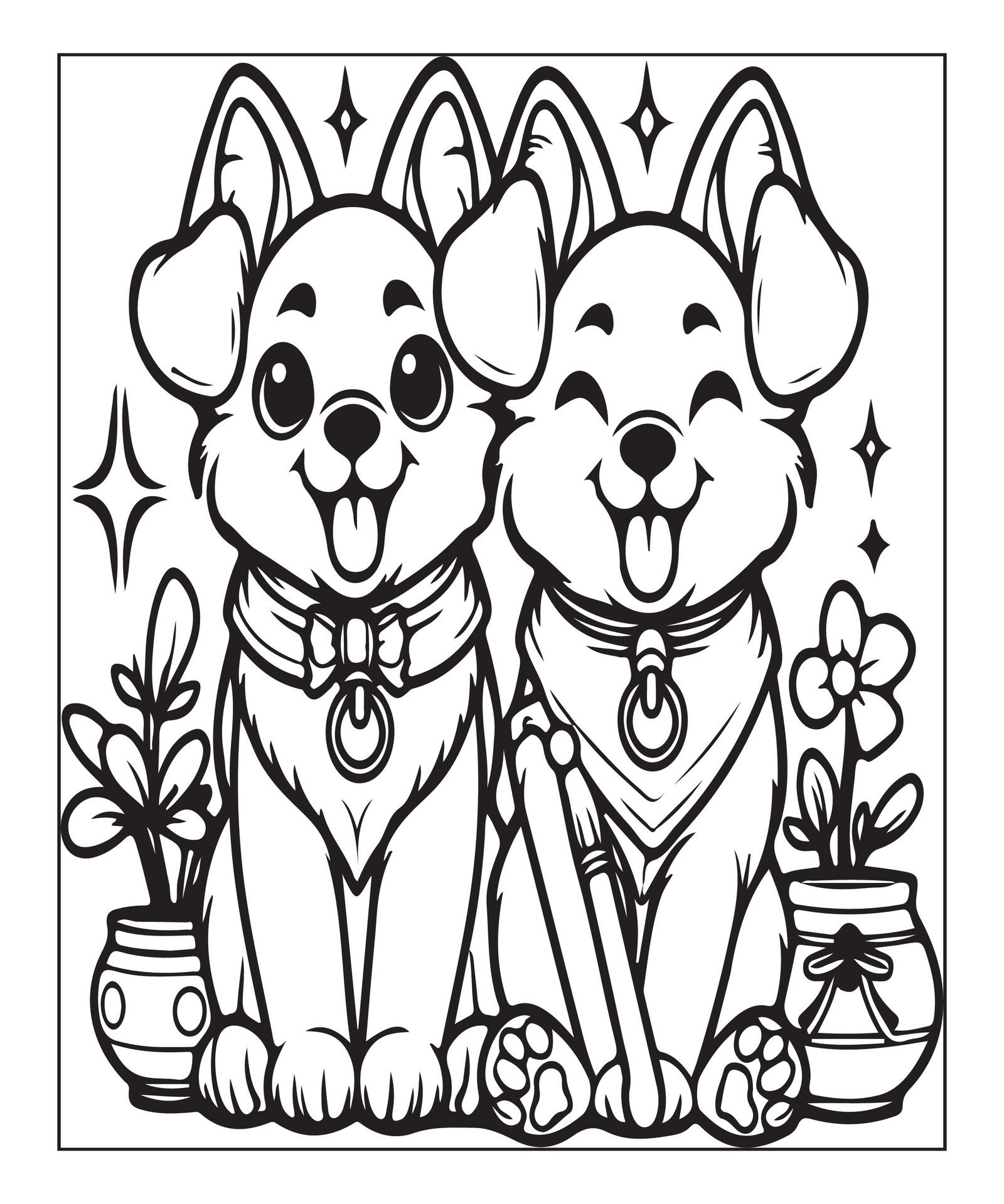 Ai-generated-dog-coloring-page-for-kids-free-vector