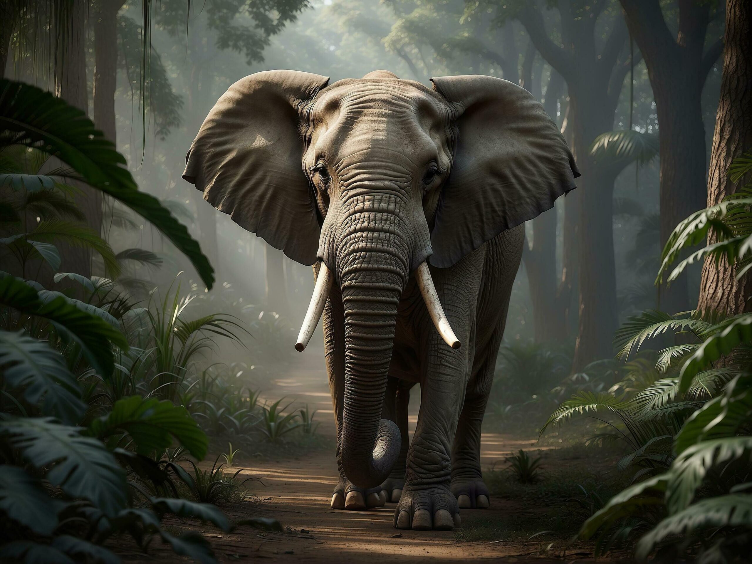 Ai-generated-elephant-in-a-jungle-free-photo