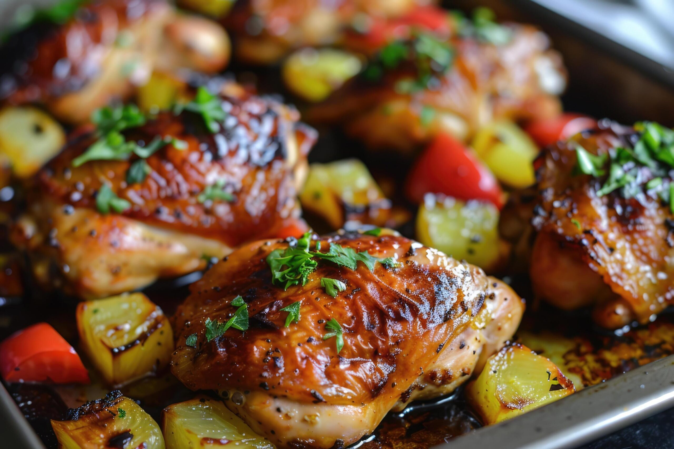 Ai-generated-exotic-hawaiian-sheet-pan-chicken-with-pineapple-beach-inspired-cuisine-free-photo