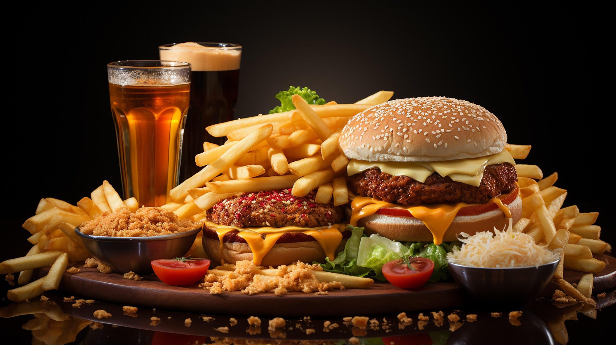 Ai-generated-fast-foodgraphy-one-color-gradient-background-free-photo