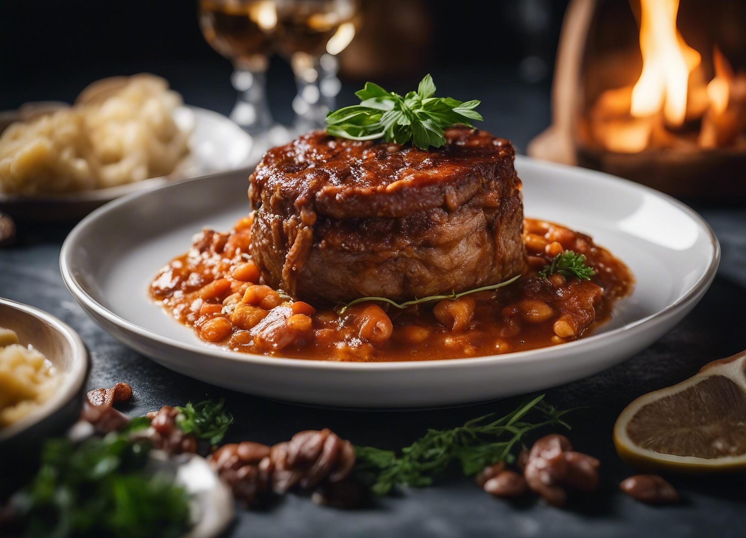 Ai-generated-filet-mignon-on-beans-with-parsley-free-photo